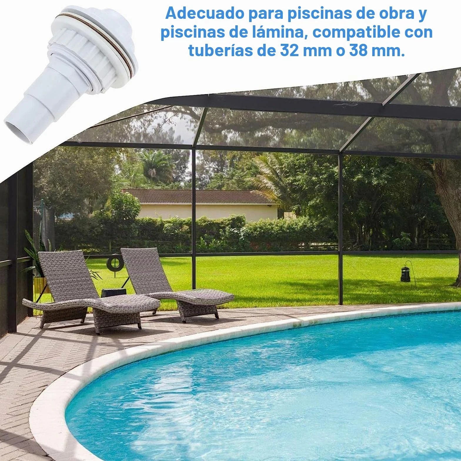 Boquilla de Entrada y Retorno para Piscinas Desmontables de Pared de Acero