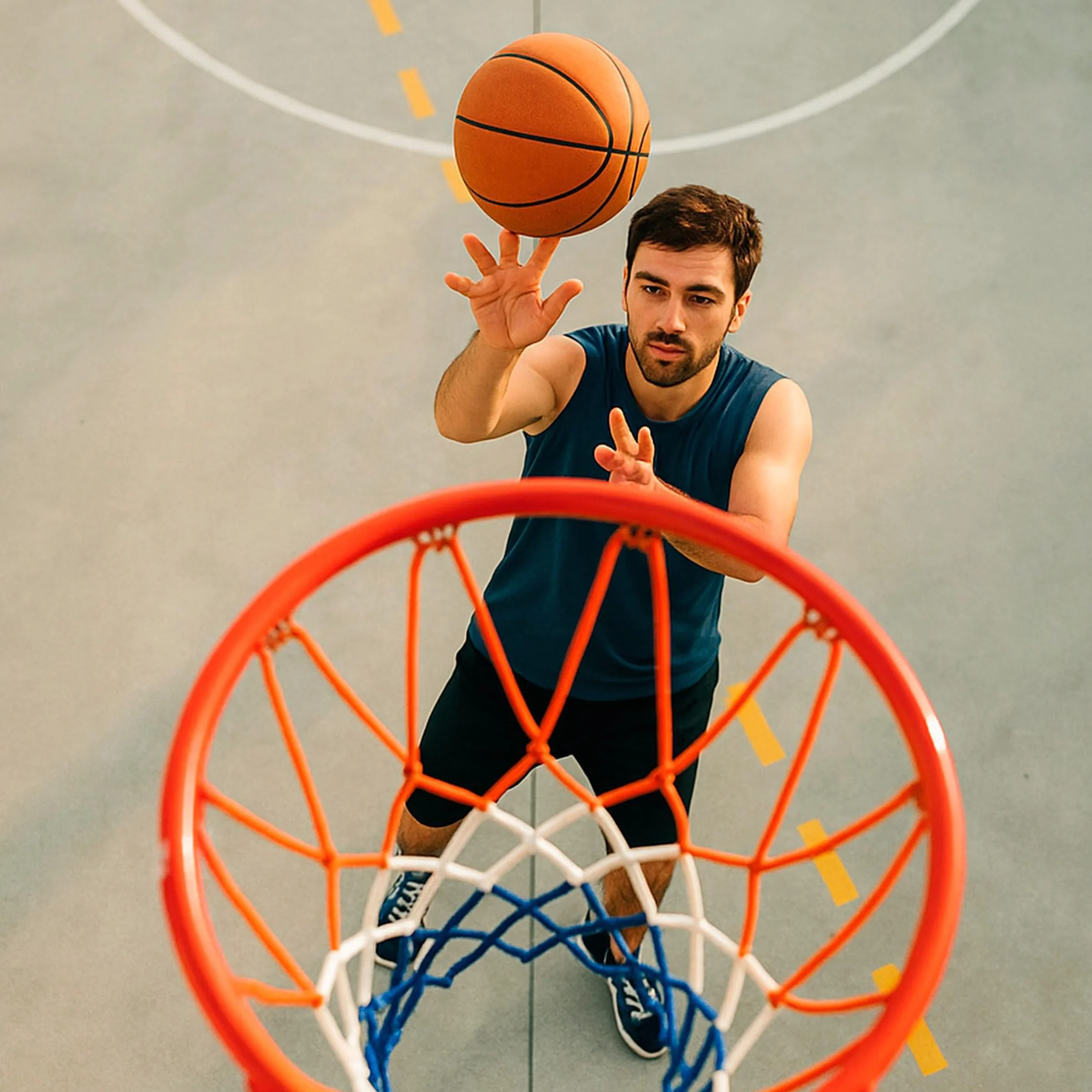 AKTIVE Canasta de Baloncesto Pared 45 cm Red poliéster Aro metálico 4 Tornillos