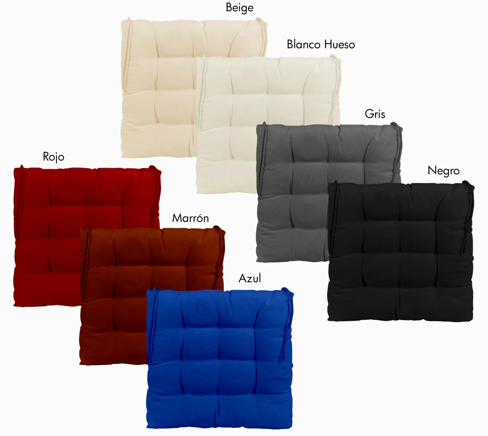 CHELY INTERMARKET Cojines Silla 40x40x7,5cm Pack 6 Unidades Relleno Mullido Marrón 9 Pespuntes Acolchado Exterior Interior Decorativos Suaves Estables Lavables Terraza Jardín