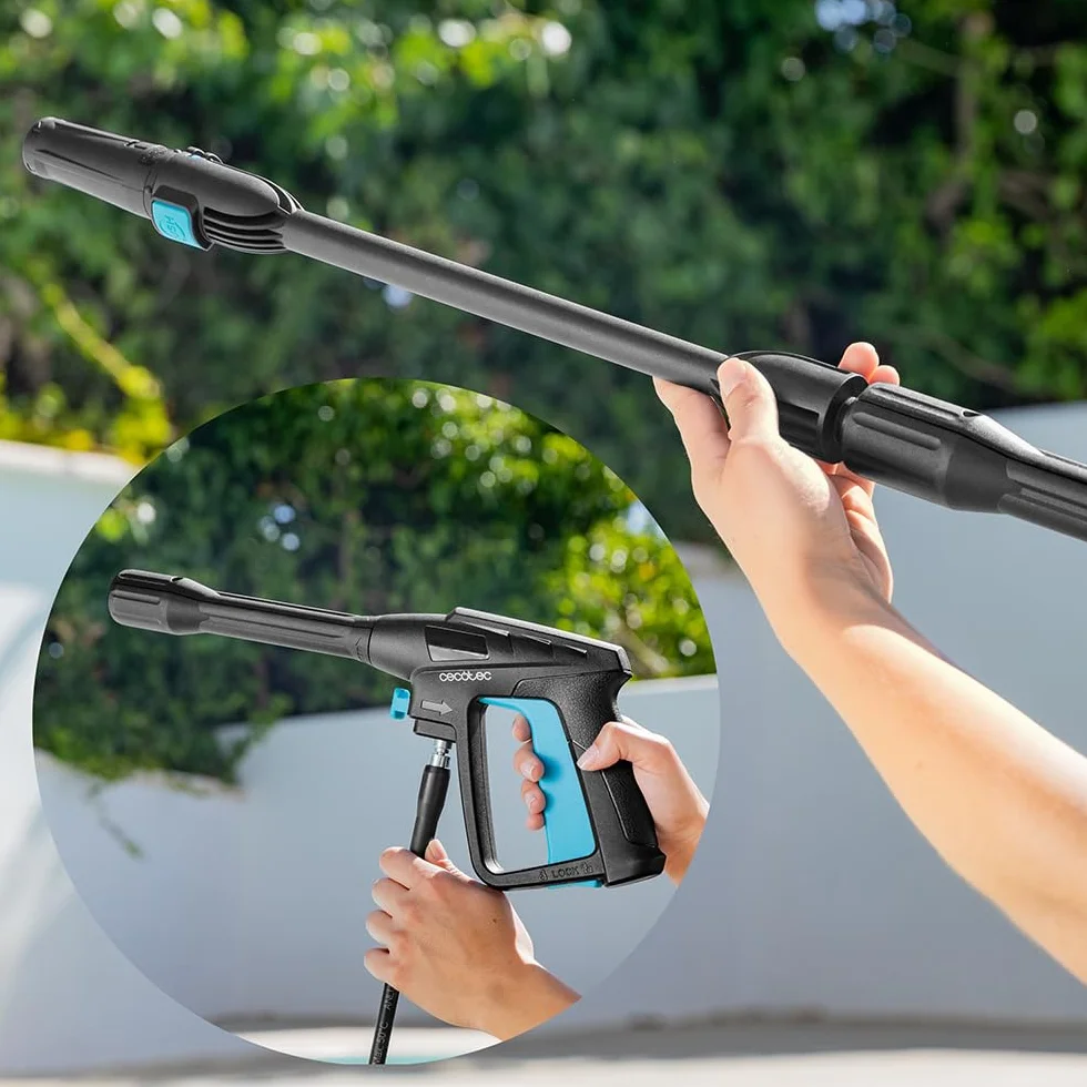 Cecotec Hidrolimpiadora Eléctrica de Alta Presión para Hogar, Jardín o Coche HydroBoost 1400 X-Treme. 1400W, 105Bares, Caudal de 408l/h, Botella Jabón, Bomba de Aluminio, Radio de Acción 9m