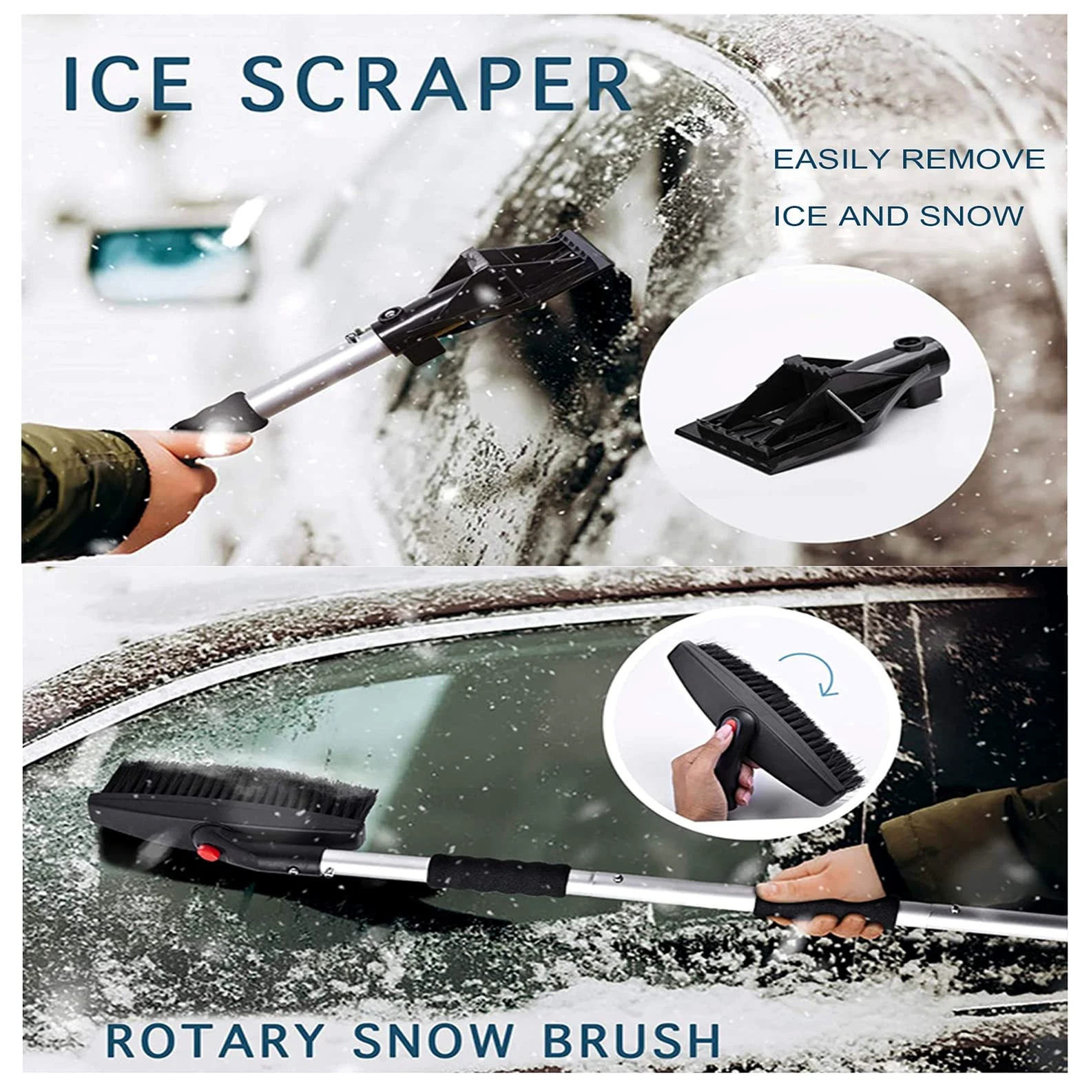 Juego de Pala de Nieve de Acero Inoxidable 3 en 1,Plegable Ajustable para Acampar al Aire Libre, para el Parque