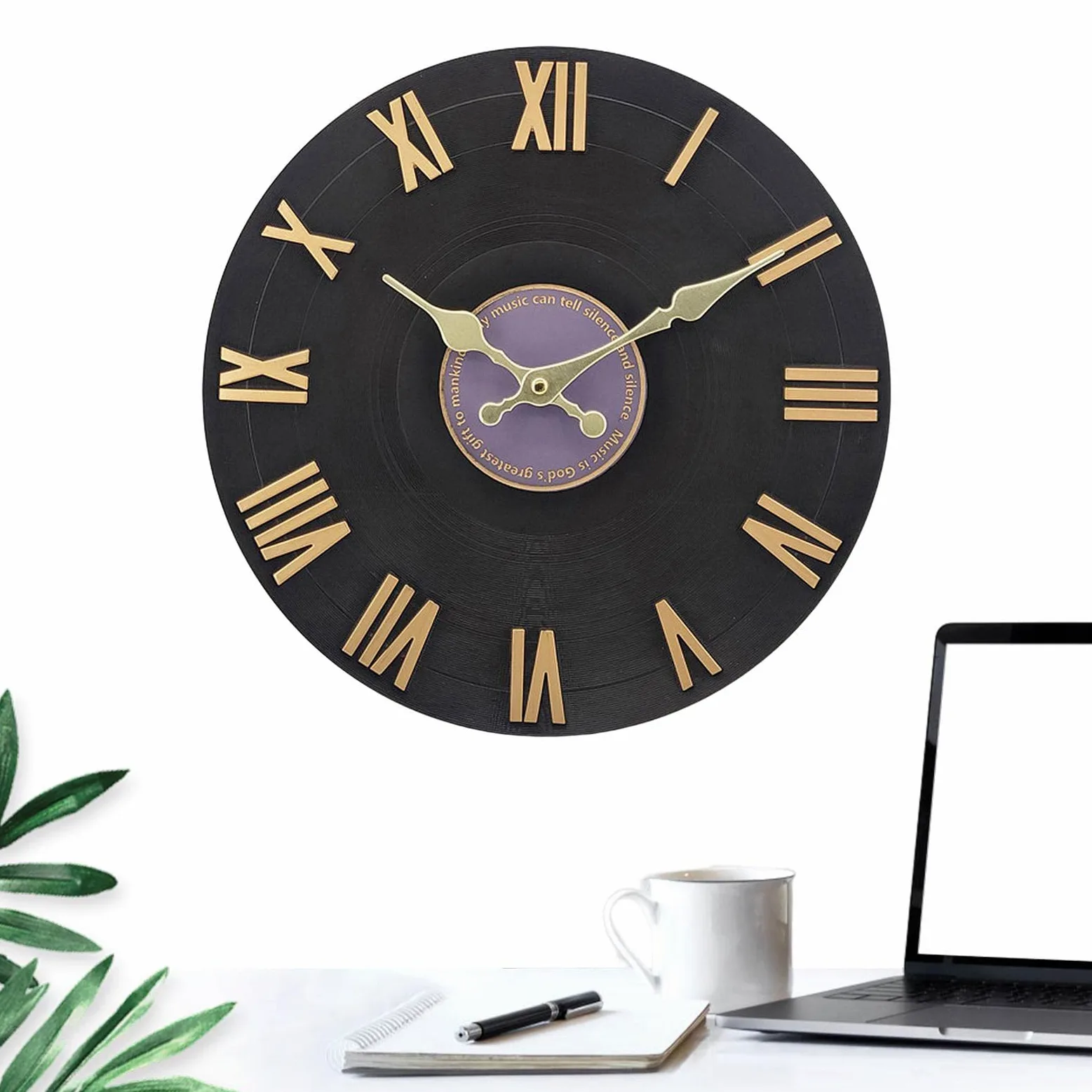 Reloj de Exterior Resistente al Agua con Números Romanos, Redondo y Silencioso para Patio, Cocina, Baño