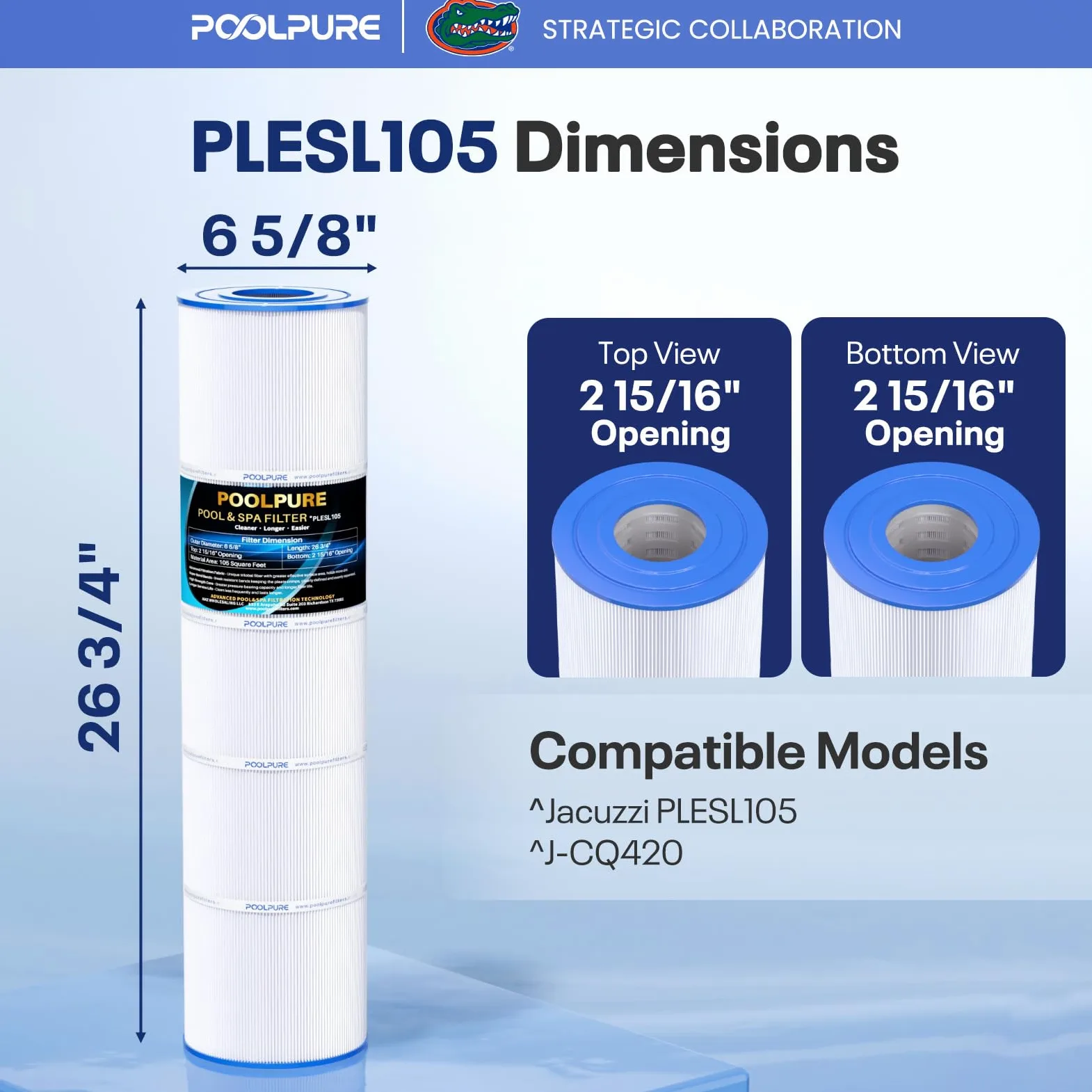 POOLPURE PLESL105 Filtro de piscina reemplaza OPT-420-4PK, Jacuzzi PLESL105, J-CQ420, QL105 Cartuchos de filtro 4PACK | Compatible con cartuchos de filtro de piscina OPT-420-4PK, QL105, 4 x 105 pies cuadrados