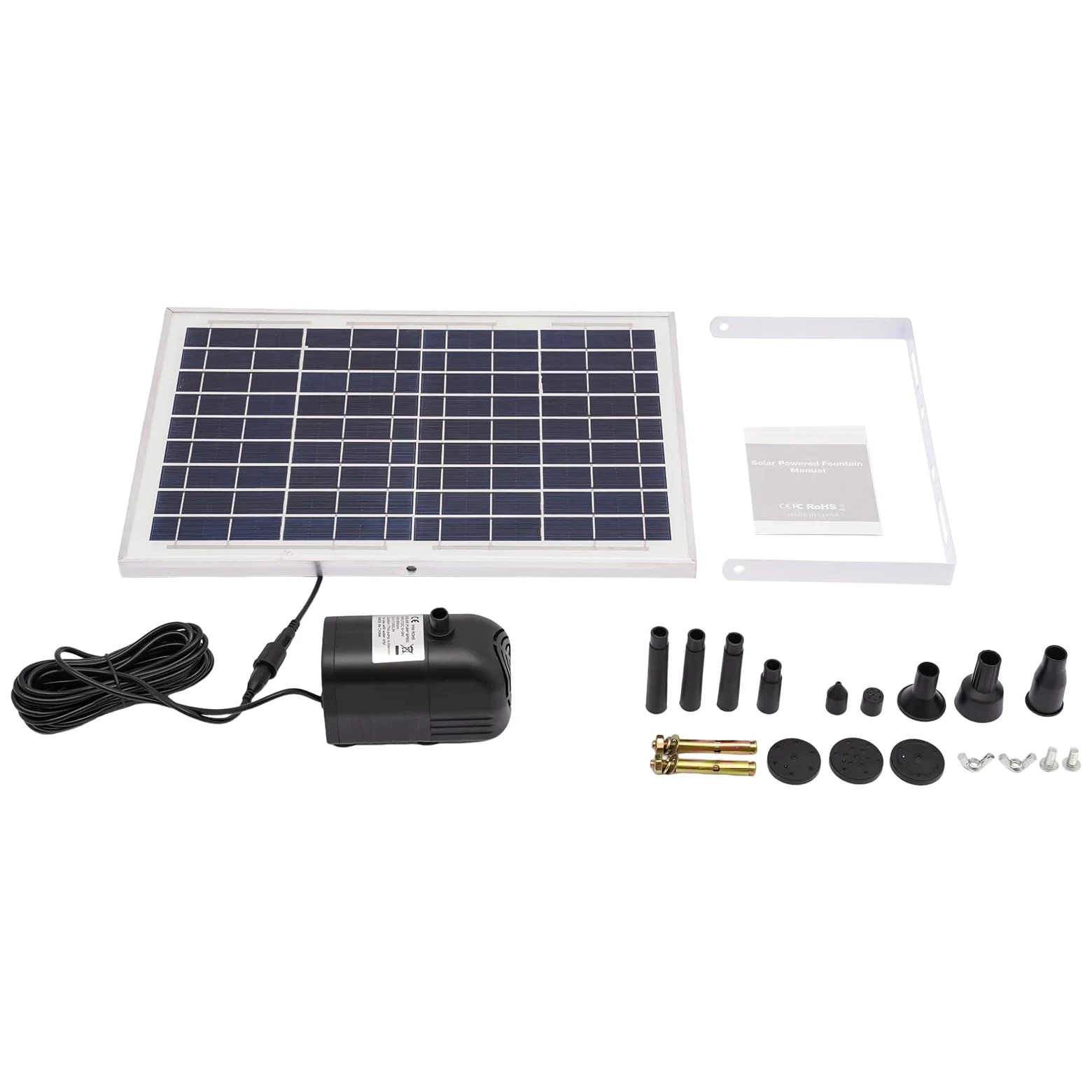 OUKANING Juego de bomba de agua solar para fuentes, 10 W, 1000 L/H, bomba solar para estanque IP68, resistente al agua, con mango de apoyo inclinable y alfombrillas antideslizantes, sin escobillas
