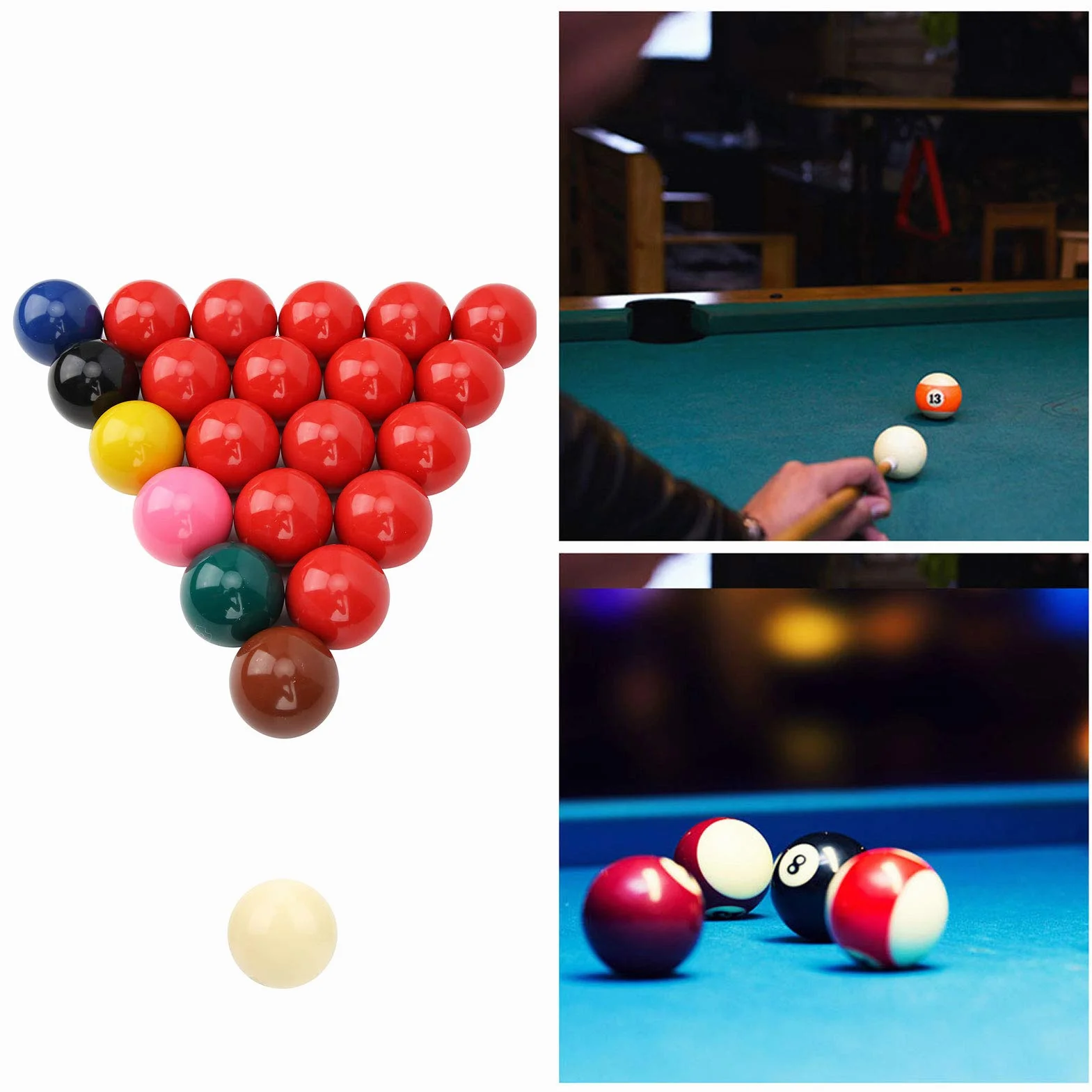 Bolas de Billar 22 Piezas 52.2mm Resina para Práctica de Torneos