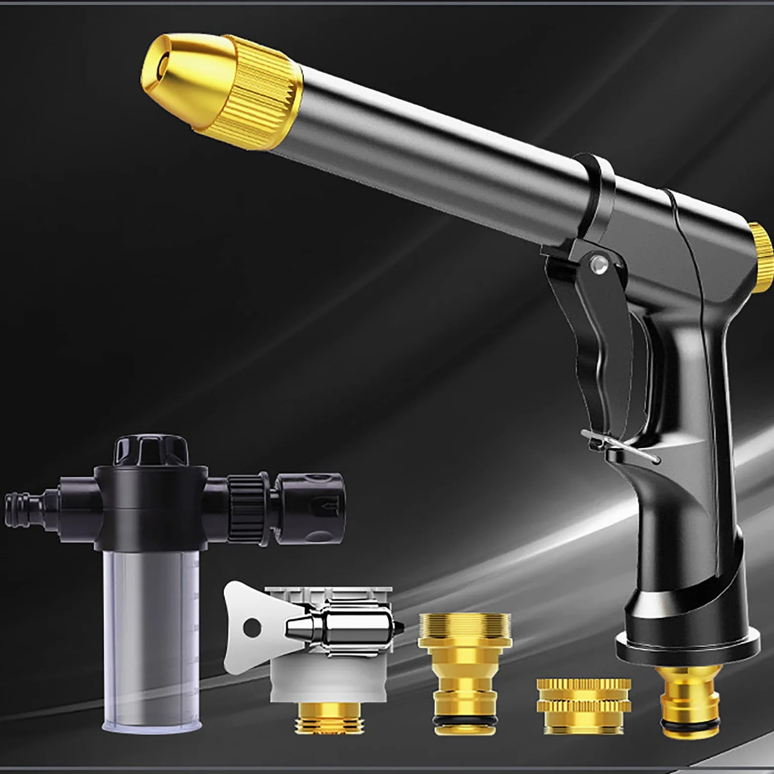Pistola Pulverizadora para Riego Arma de agua lavado autos Guía portátil Pistola alta presión con manguera 5m para Limpiar Riego