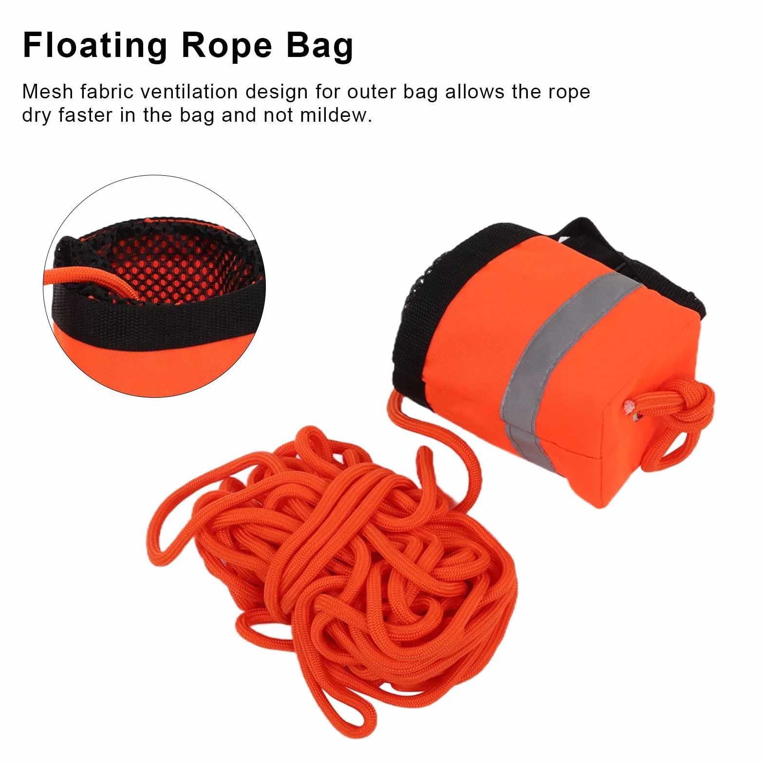 Alomejor Bolsa de Tiro de Cuerda Flotante para Deportes Acuáticos con Cuerda Arrojable Reflectante
