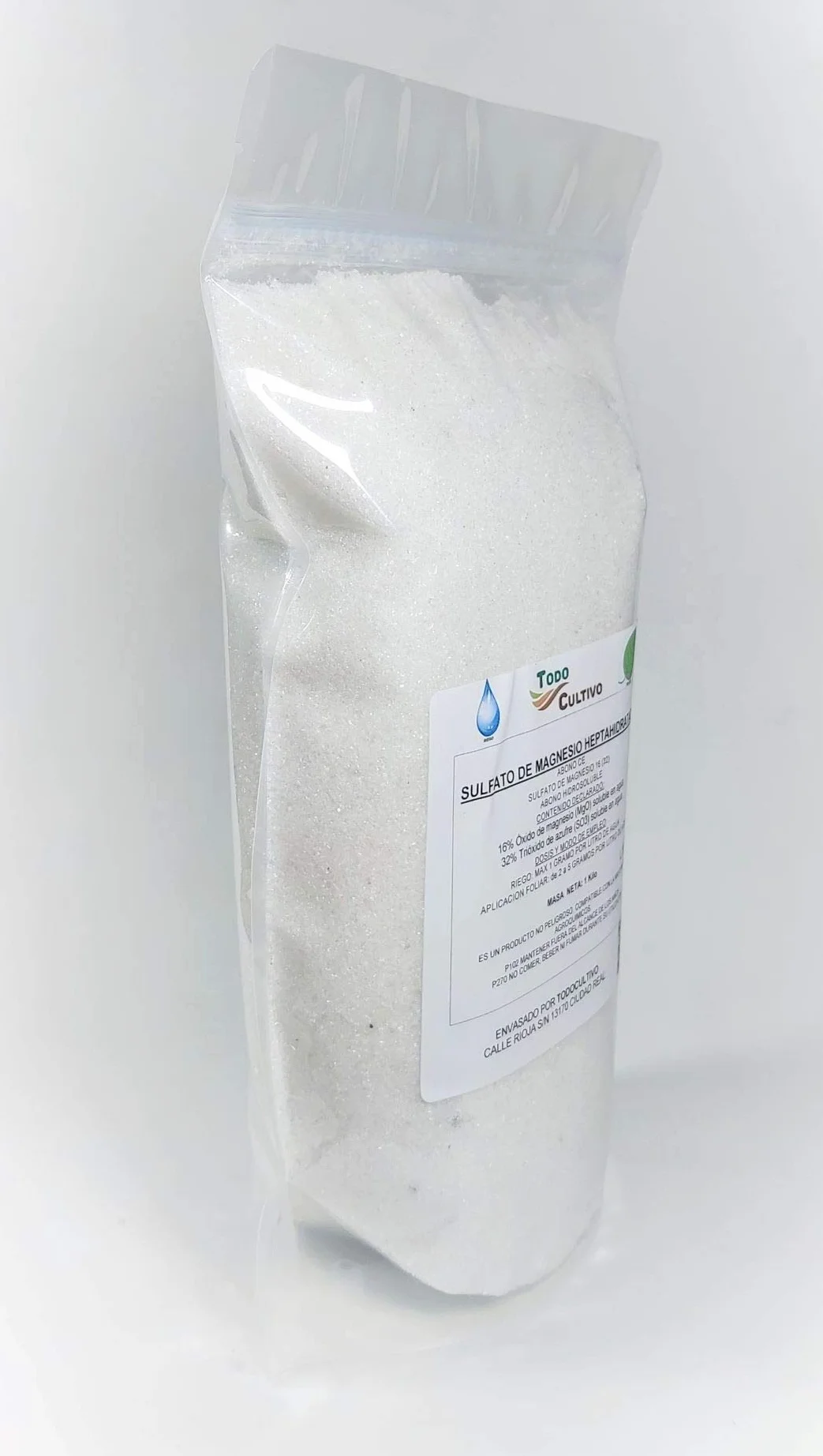 de Magnesio Puro (MG SO₄·7H₂O). Sal de Epsom. 1 Kg. Muy Utilizado en Cultivo de Flores como la Rosa, cítricos, frutales, hortalizas, Ornamentales.