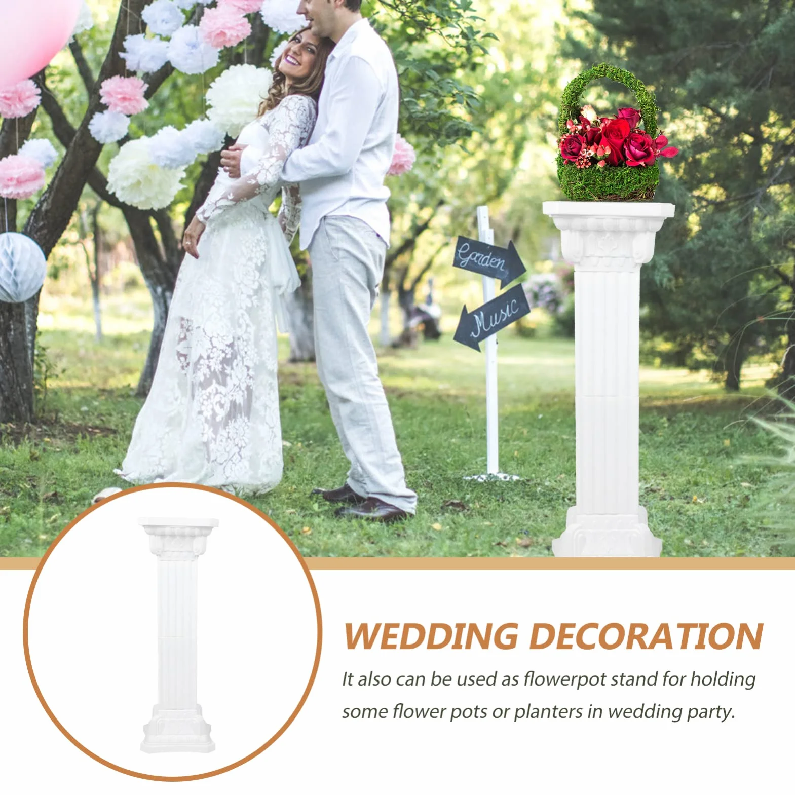 HEMOTON Columnas de boda para bodas estatuas exteriores soporte pilar para decoración de pedestales para plantas - Grupo + Griego + Columna + Estatuas de paisaje de la boda romana
