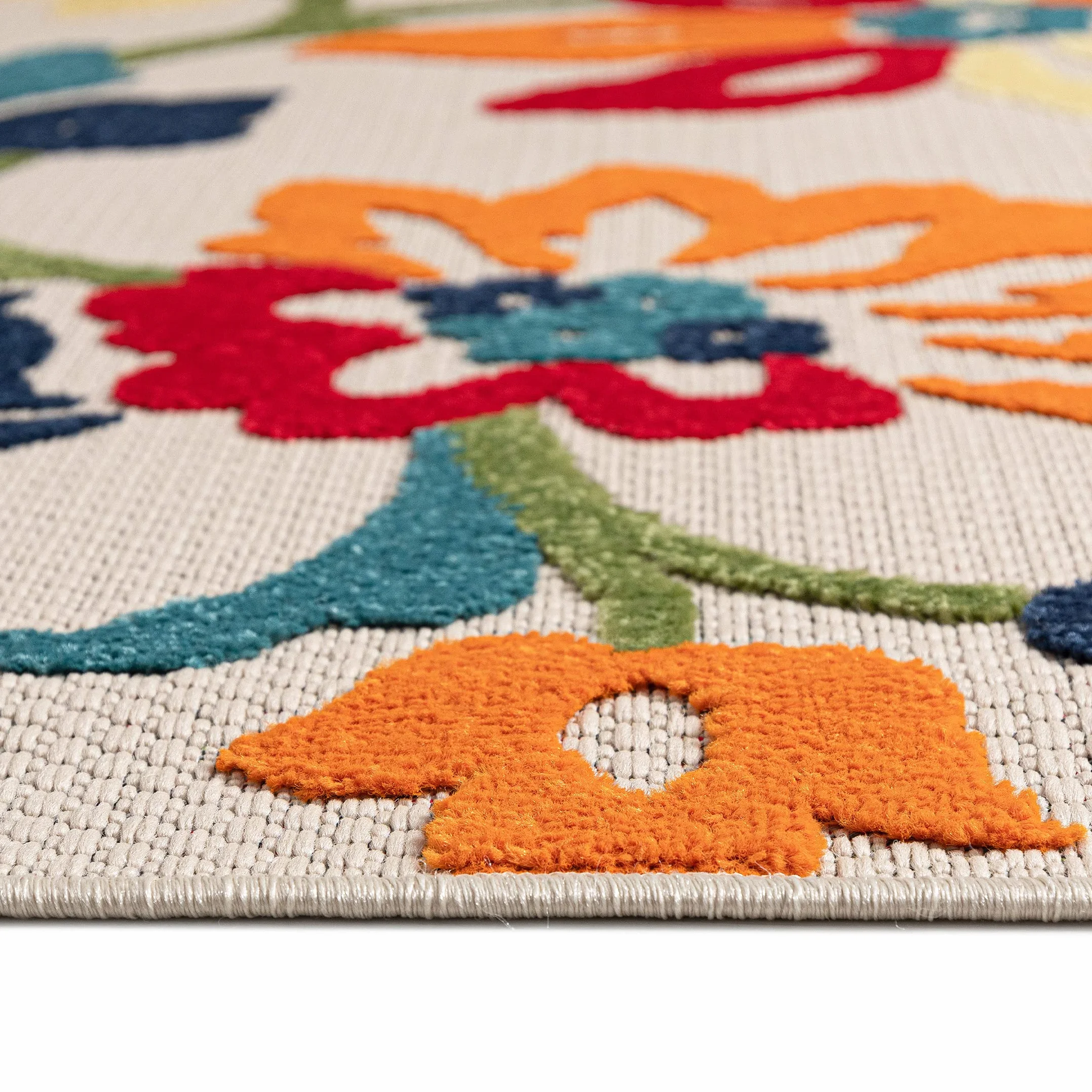 Mazovia Carpeto Rugs Alfombra - Diseño Floral Orientale de Outdoor - Impermeable Alfombra Exterior - Alfombras de Patio, Balcón y Veranda - Naranja Colorido 120x170 cm