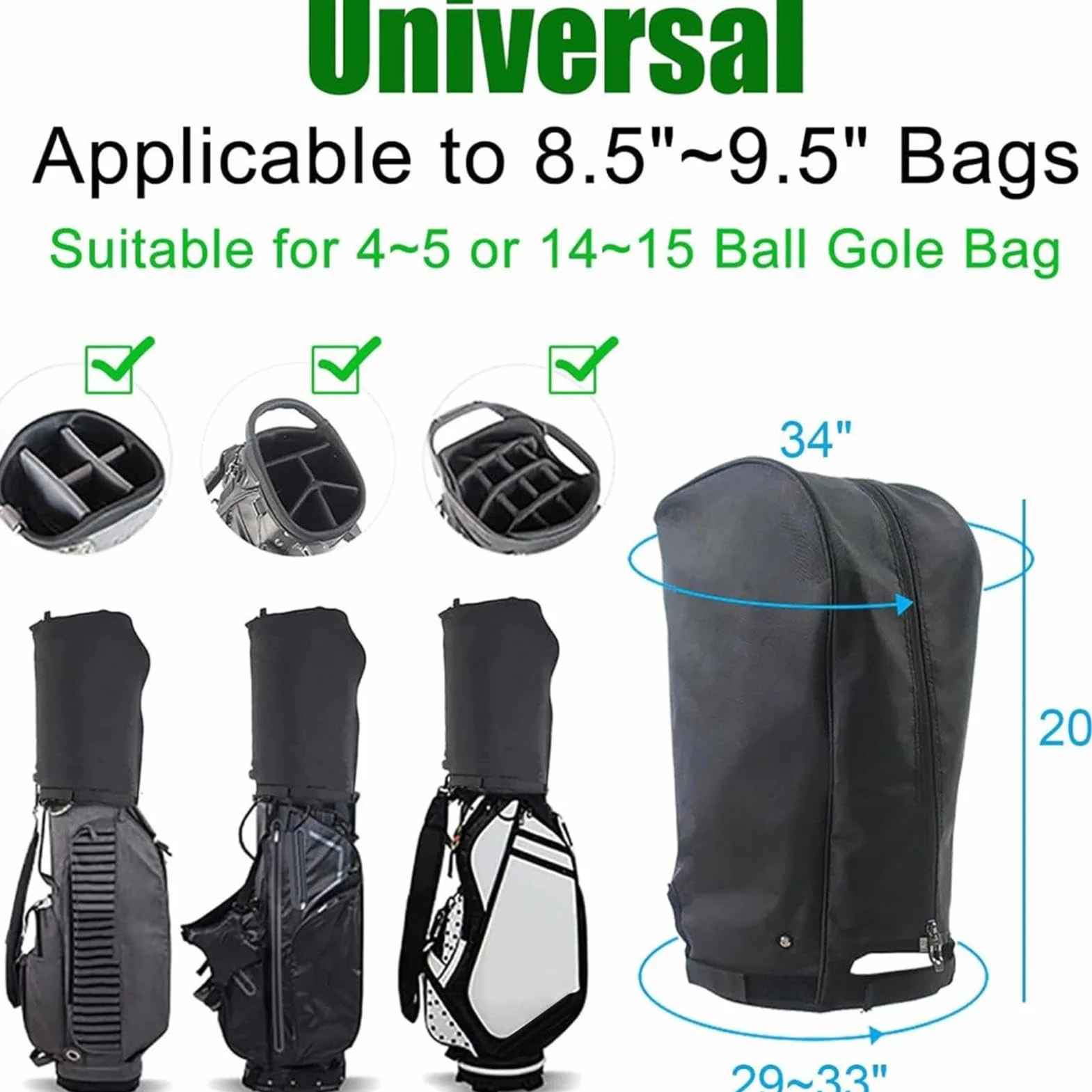 Funda Impermeable para Bolsa de Golf - Capucha Cubierta de Lluvia a Prueba de Polvo