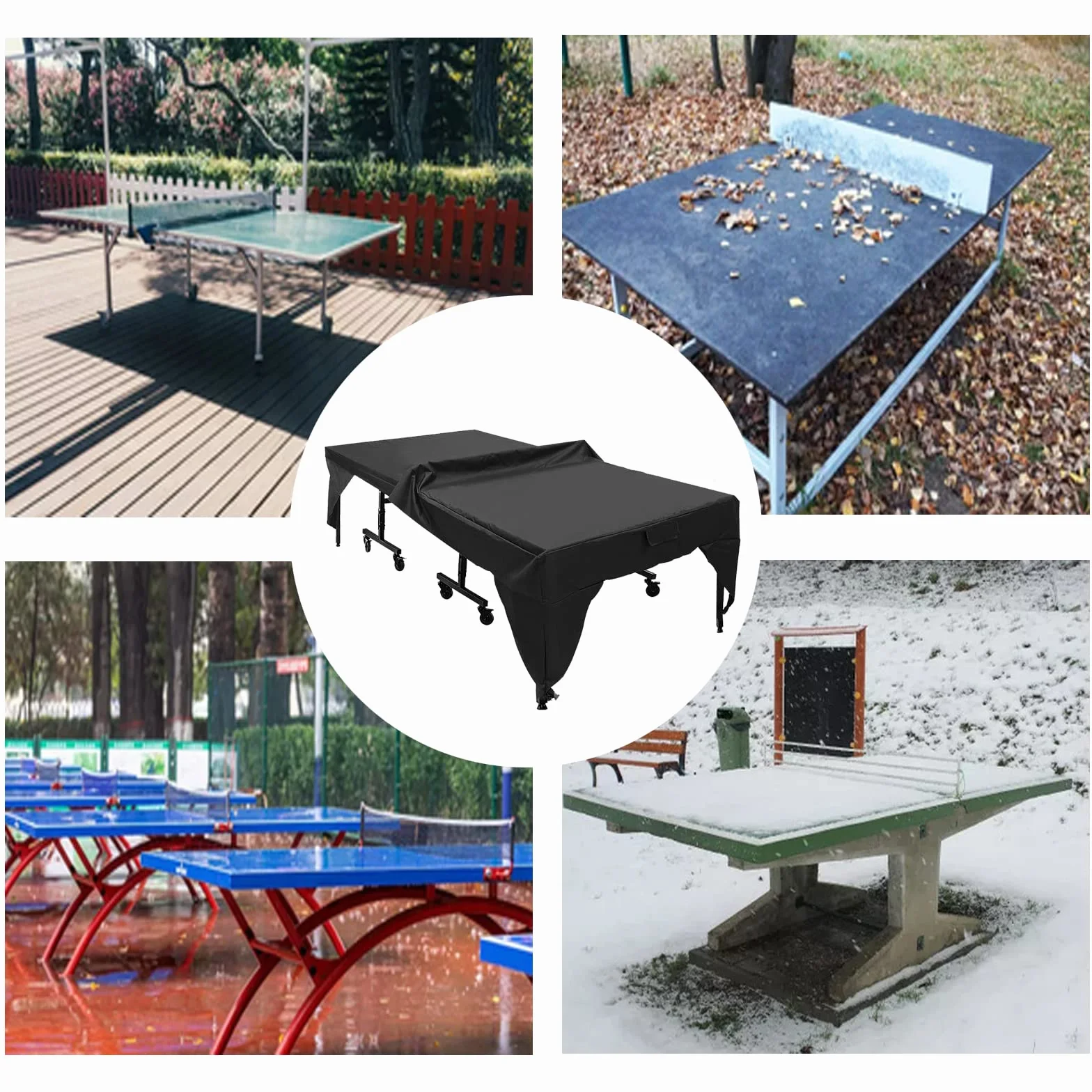 SOONHUA Cubierta de Mesa de Tenis de Mesa Impermeable Oxford 280x153x73cm Negro