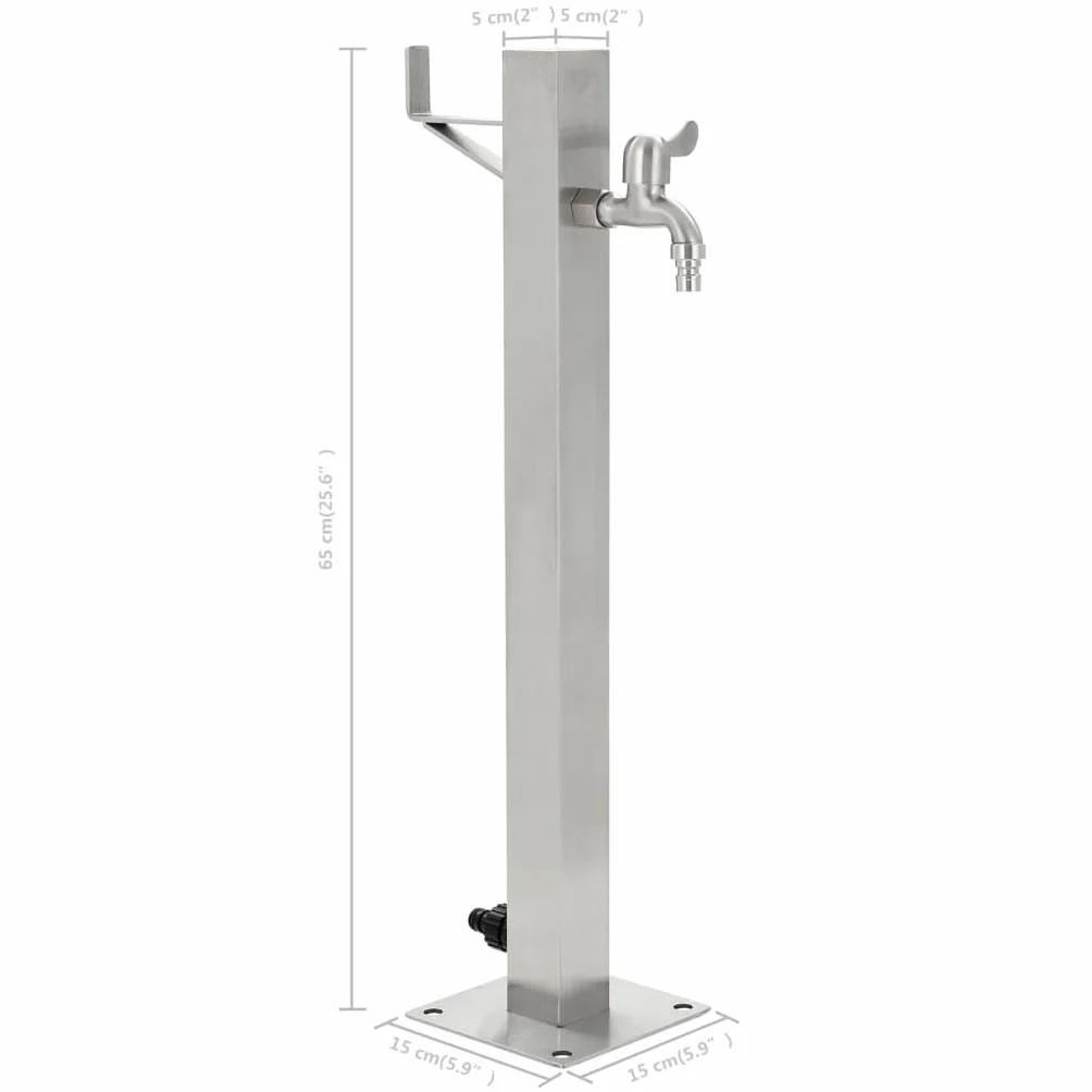 vidaXL Columna Agua para Jardín Acero Inoxidable Cuadrada 65 cm Fuente Patio