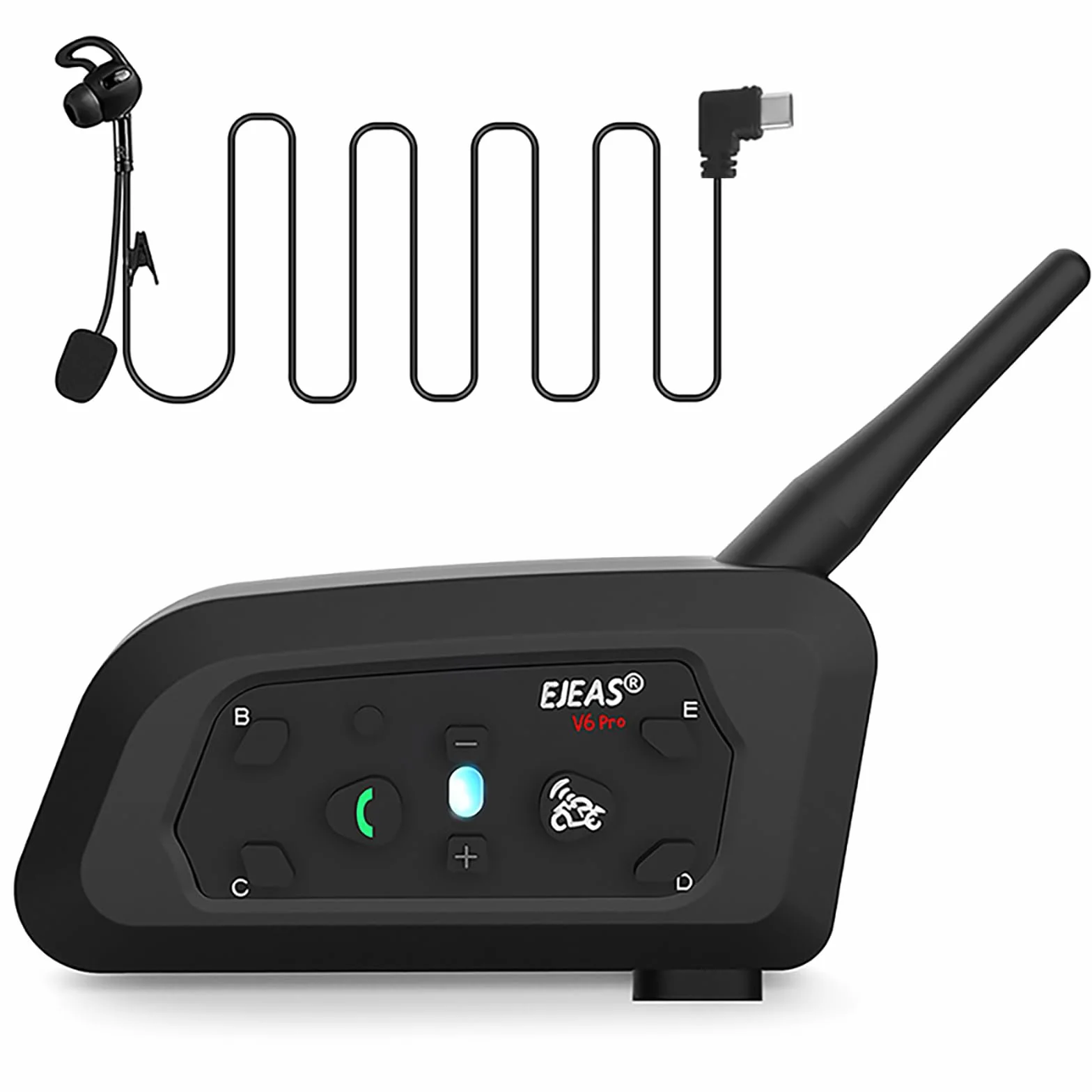 EJEAS V6C Intercomunicador Bluetooth para Árbitro de Fútbol, 800m, 2 Personas, Dúplex Completo