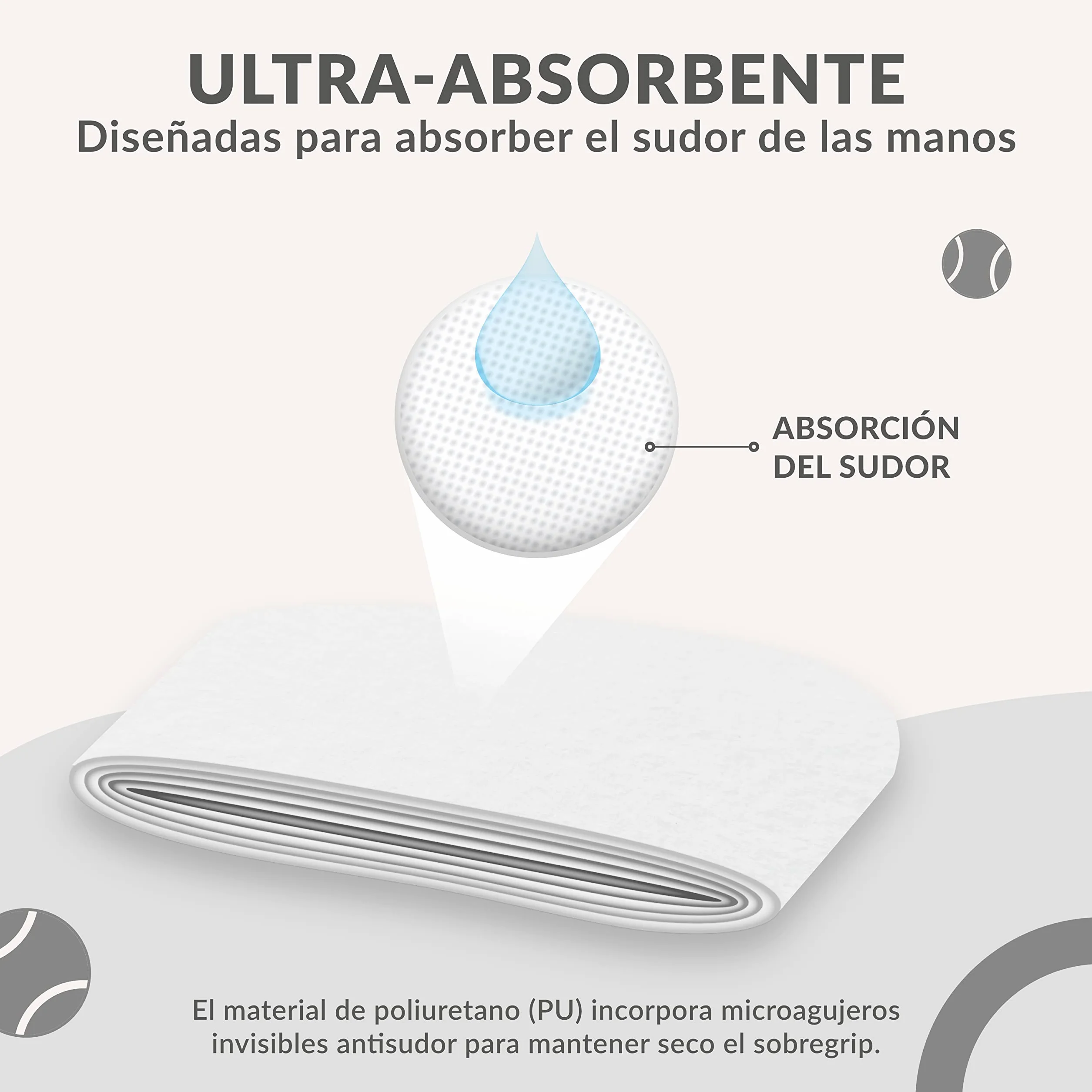 Palbea Overgrips Padel Blanco Paquete de 3/6/12/22/60 Alta Absorción del Sudor Antideslizante Grip Pala Padel Blando