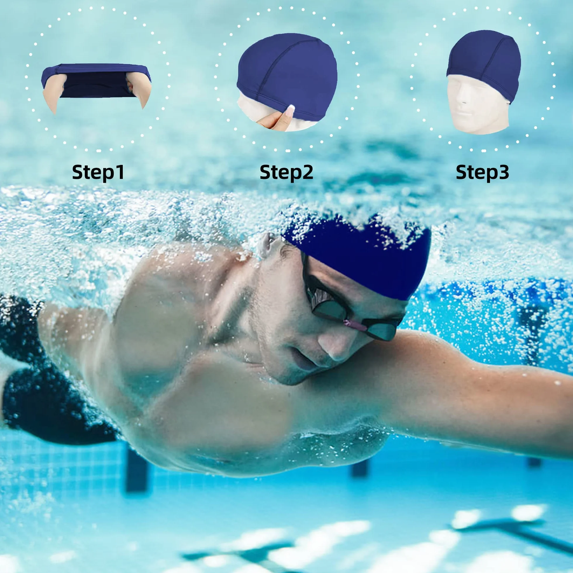 Gorros de natación Unisex elásticos Gorra de Piscina para niños, niñas, Hombres, Mujeres