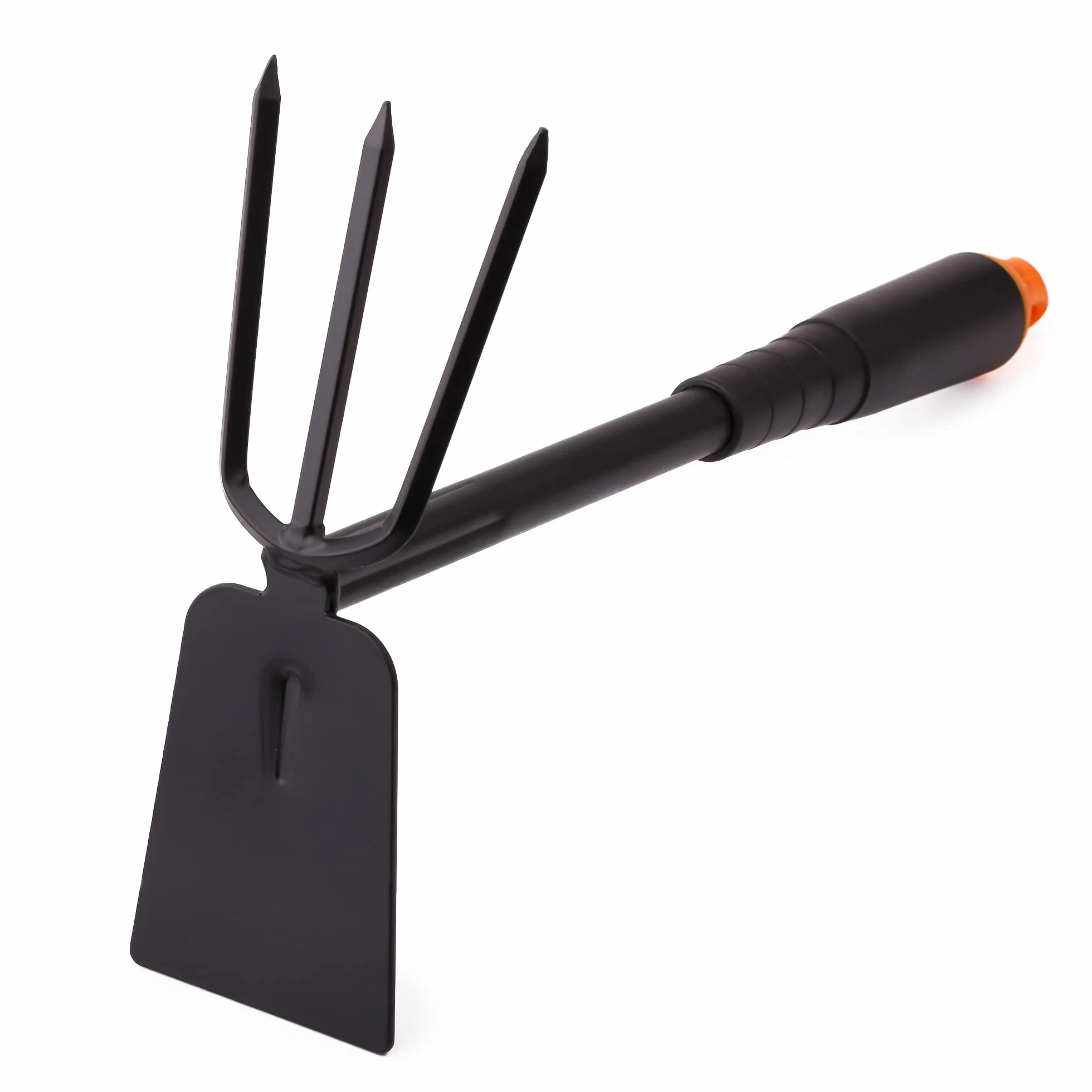 Mivos Azada doble de jardín Tridente para deshuesar y desherbar el suelo - Doble azada con 3 dientes - Azada de dos cabezas de metal para trasplante - Ancho 7 cm