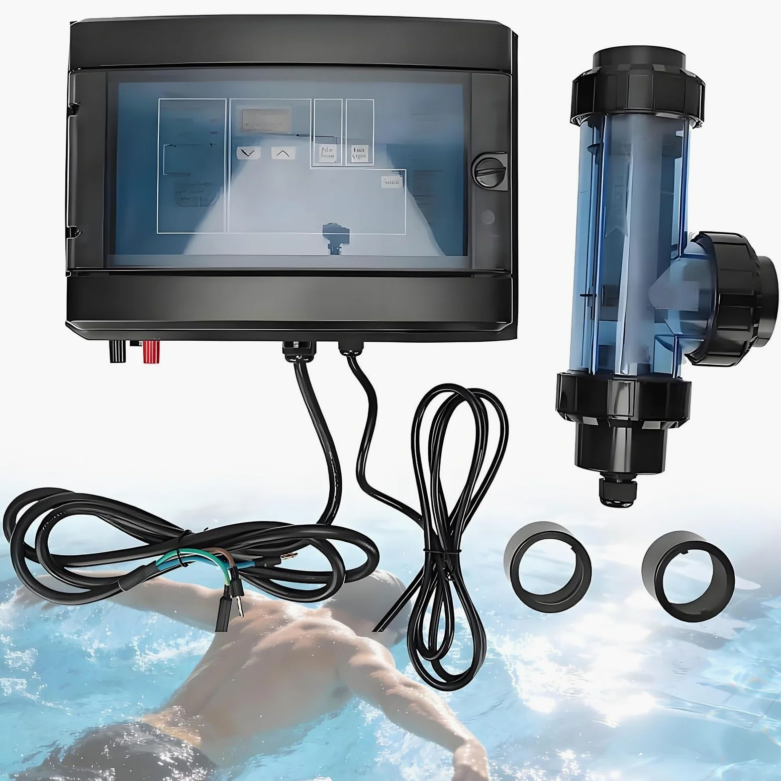 Clorador salino para piscinas, generador de cloro electrolítico para sistemas de agua salada, apto para piscinas de hasta 100 metros cúbicos, equipo eficiente de tratamiento de agua