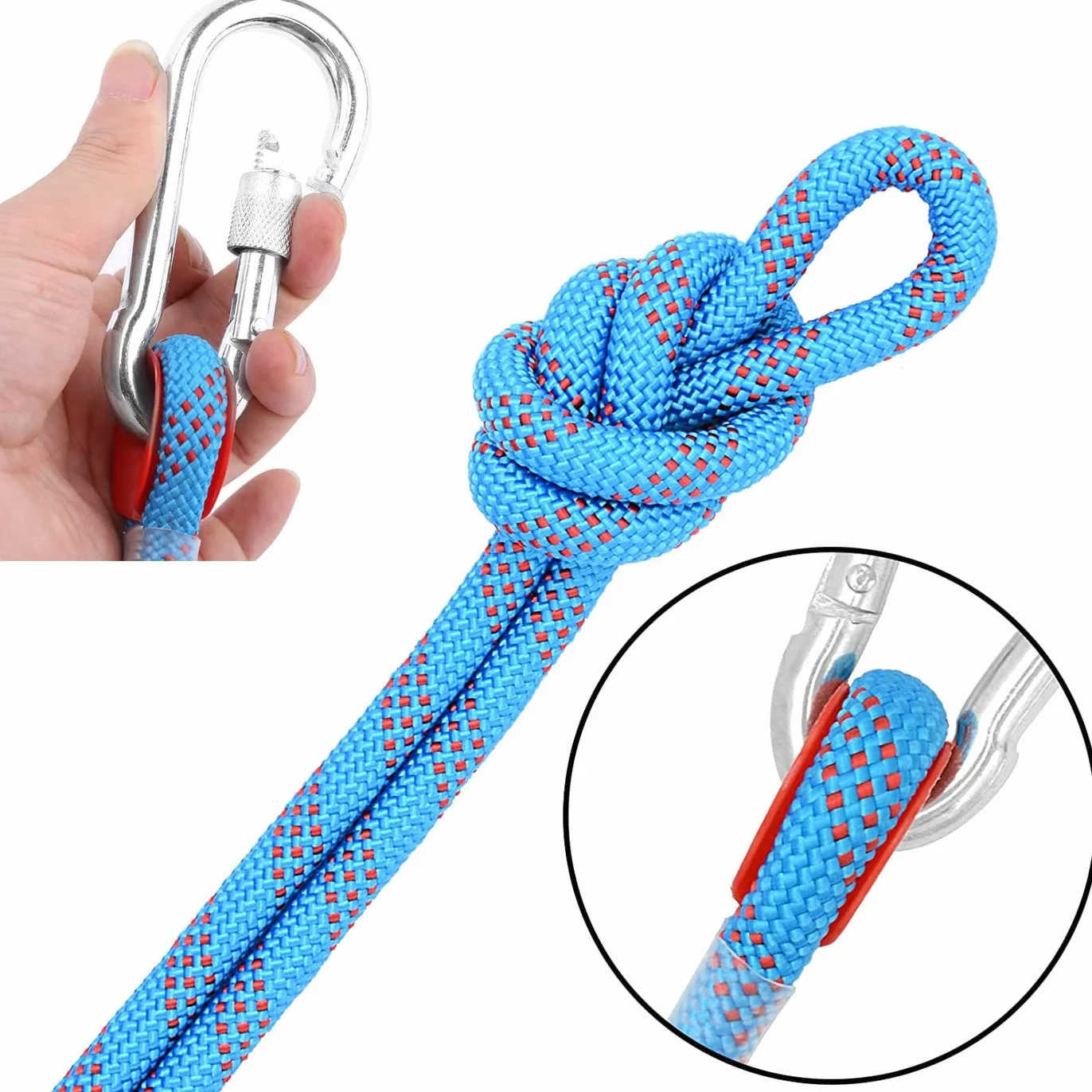 Cuerda de escalada estática 10 mm con mosquetones para seguridad y escape al aire libre