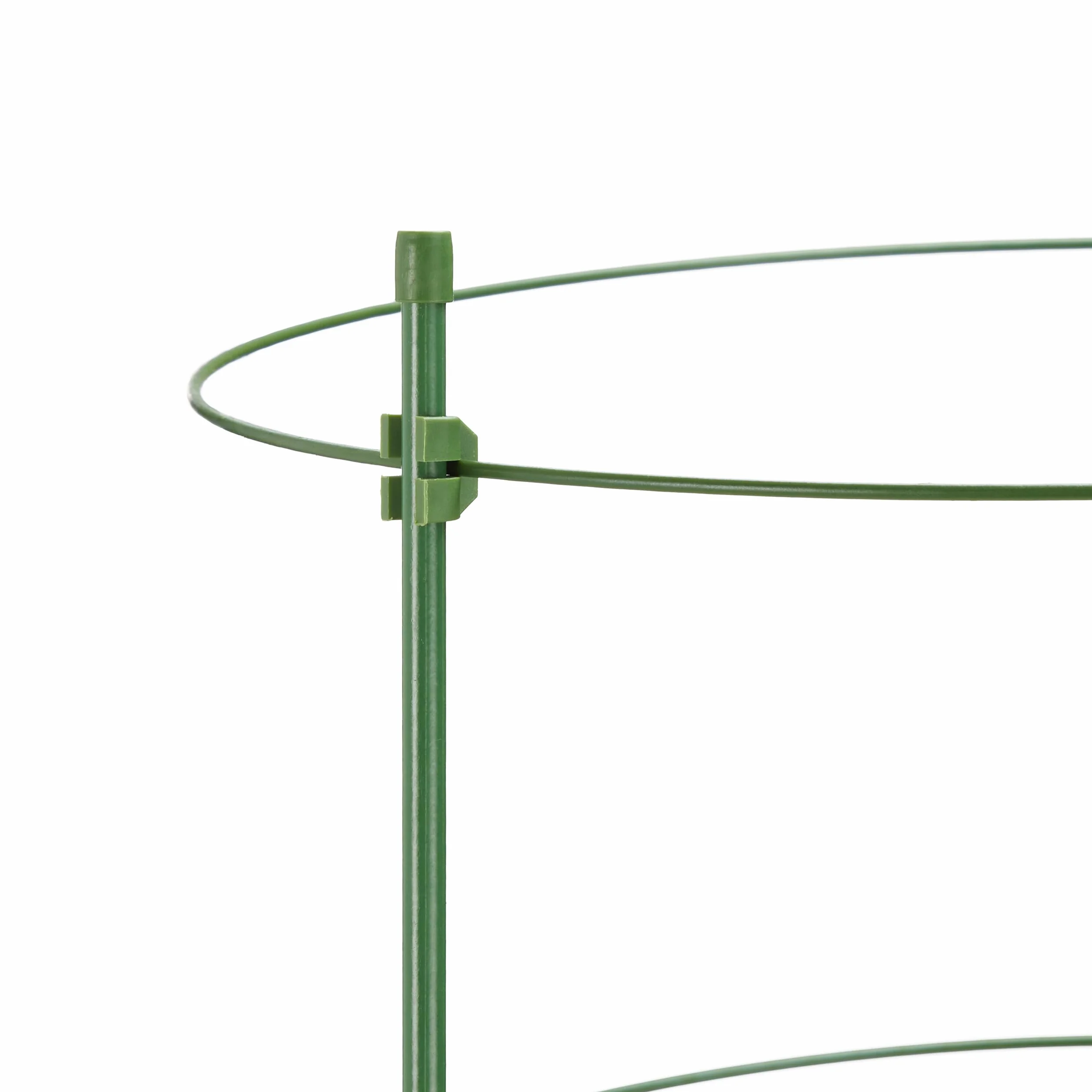 Relaxdays Pack 10 Tutores Plantas, 90 cm Alto, Soporte Enredaderas 4 Anillos, Guía Trepadoras, Metal y Plástico, Verde