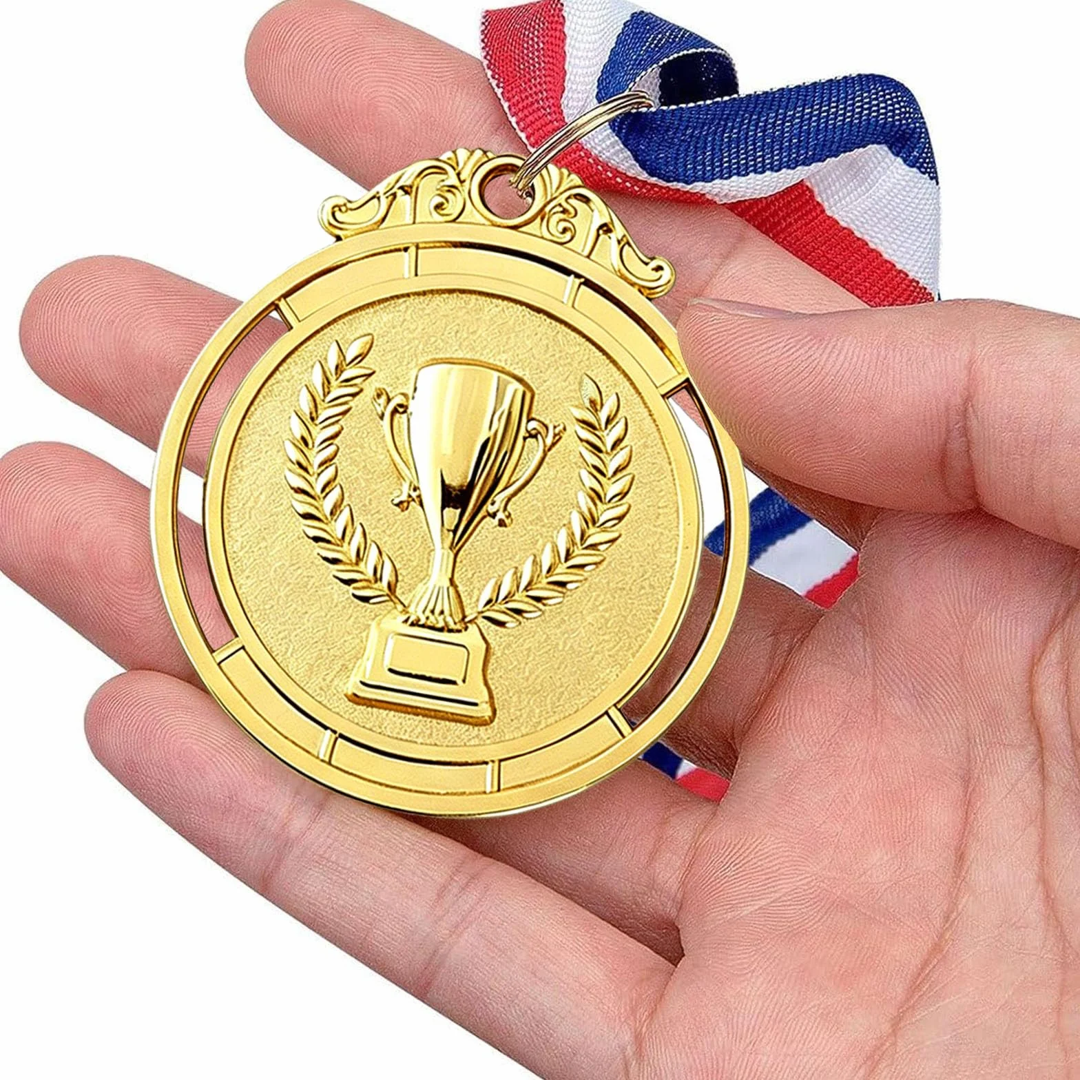 Medallas de Metal 12 Piezas, Oro Plata Bronce con Cintas para Premios Deportivos 5.0cm