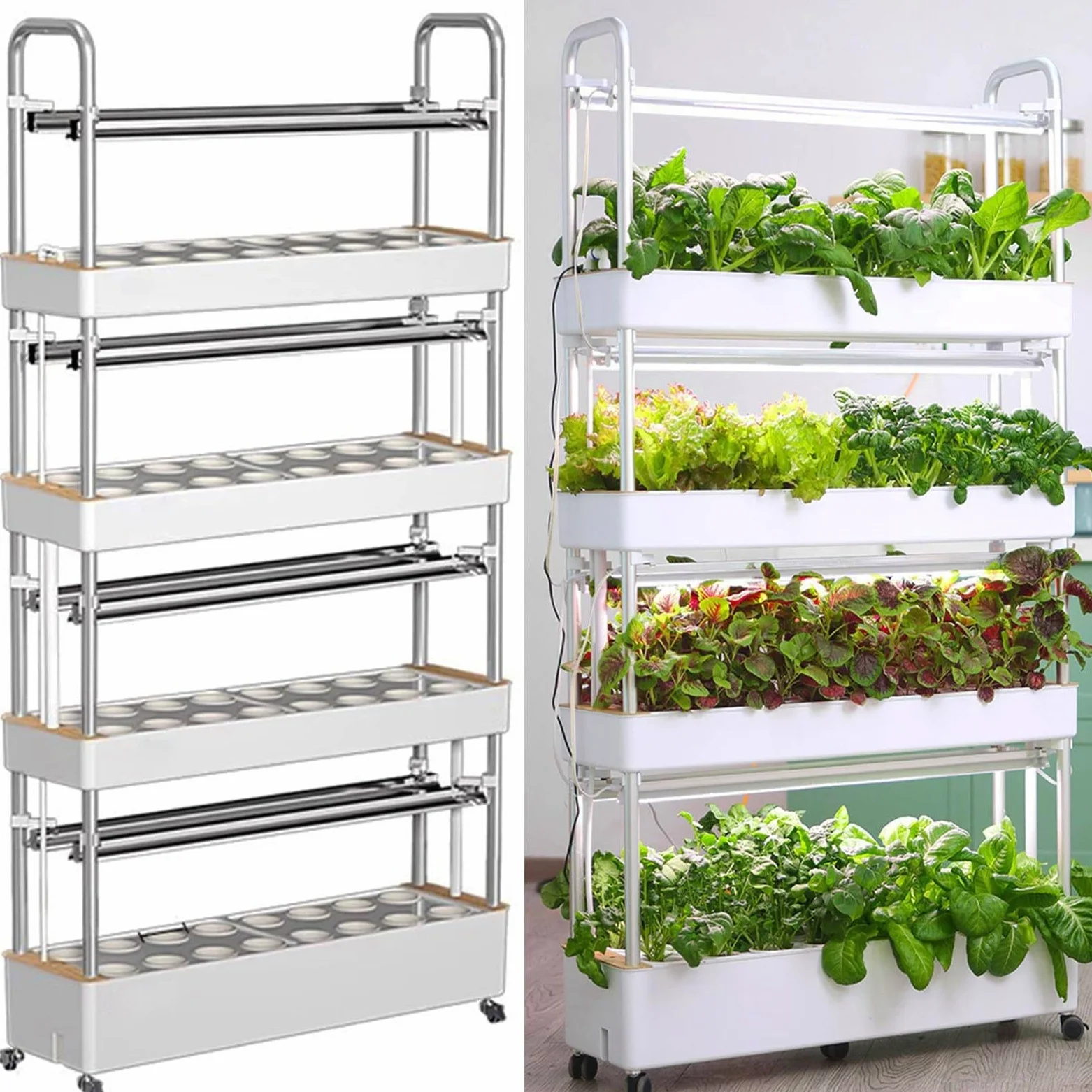 Sist-ema de cultivo hidropónico para jardín de 48/64 orificios, torre hidropónica con luz LED para cultivo, espacios para plantar, kit de cultivo aeropónico de vegetales de PVC,64holes