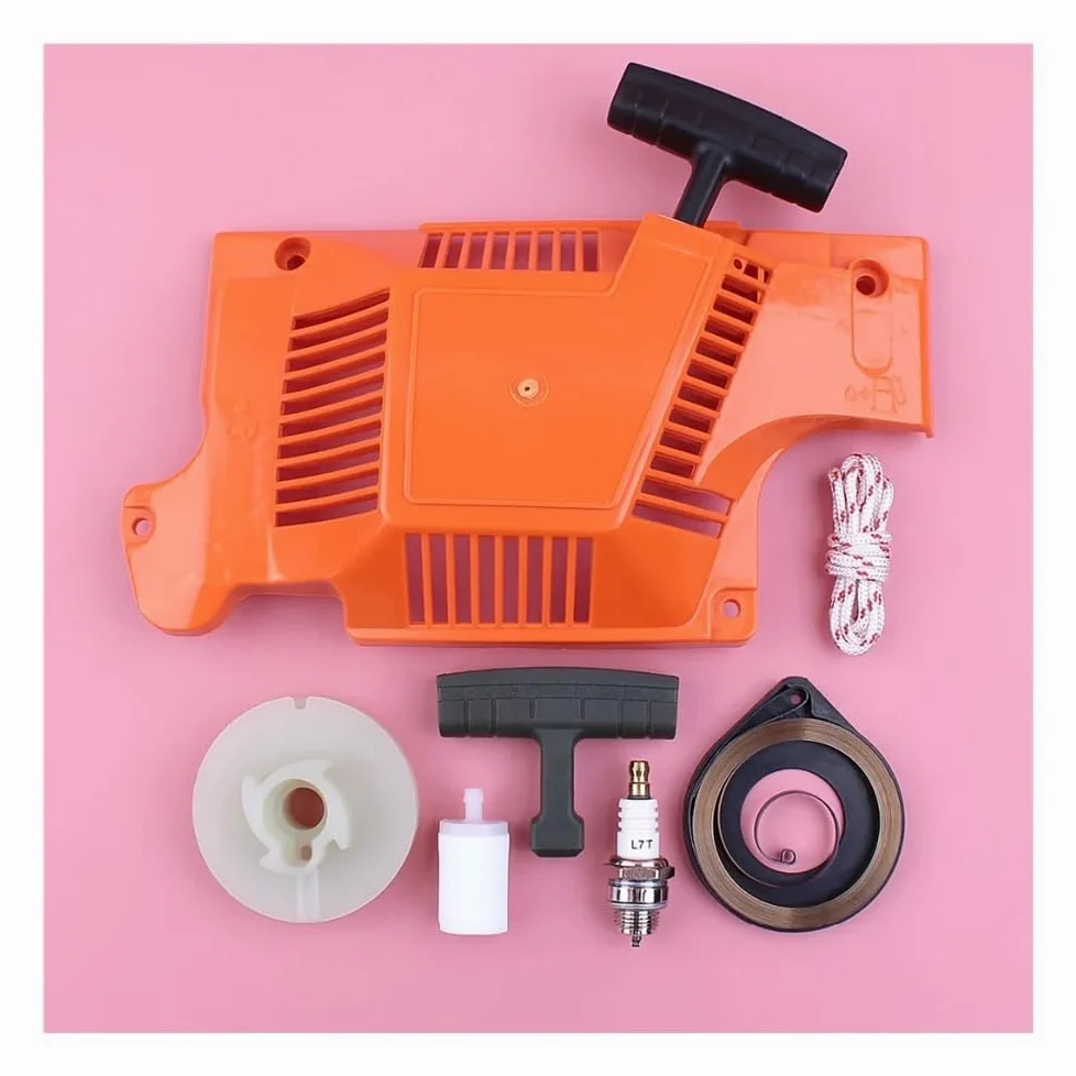 Kit de polea de Arranque de Retroceso, Cuerda, Mango, Resorte, Filtro, bujía, Apto Adecuado para Motosierra 50, 51 y 55. Piezas de Repuesto.