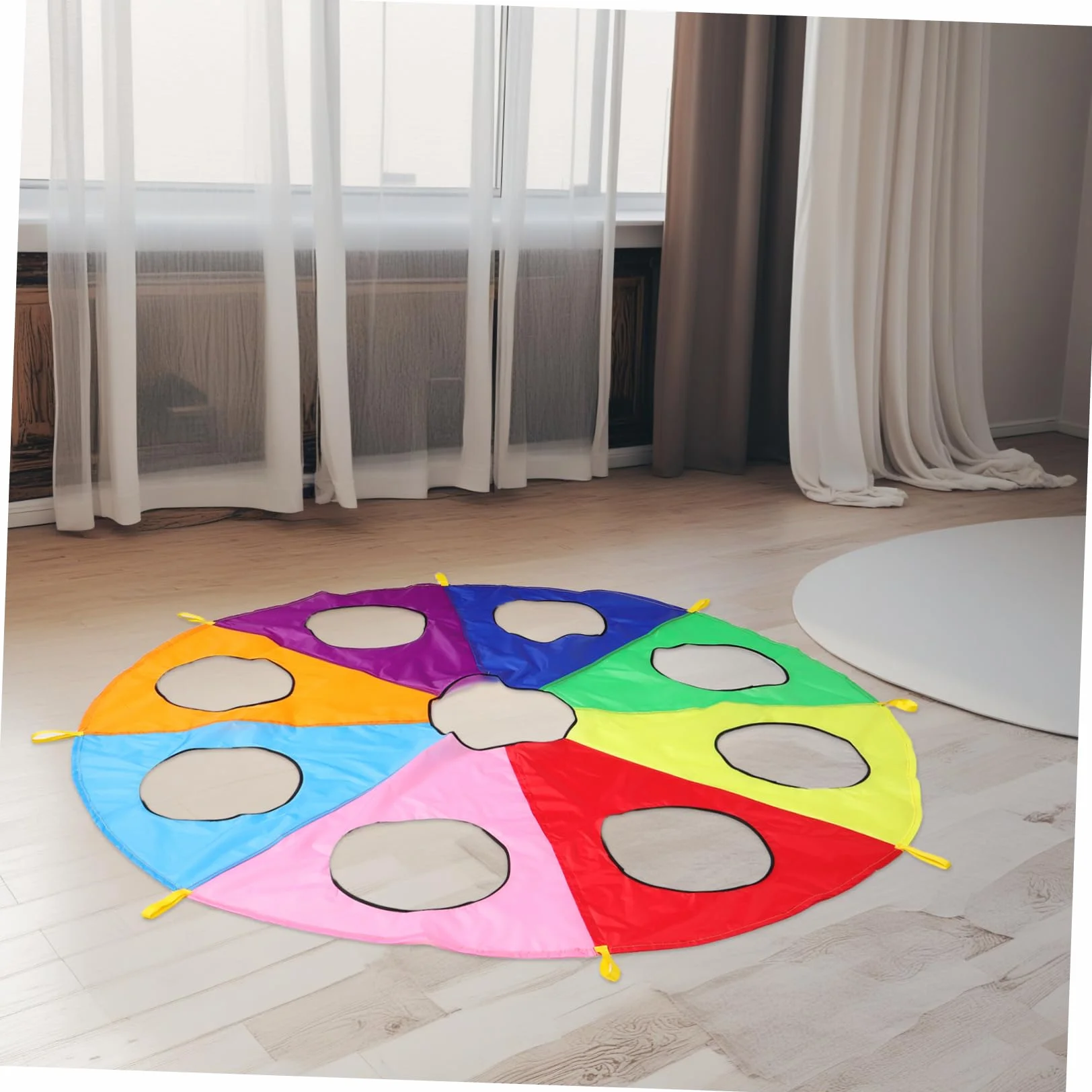 Paracaídas de 9 Hoyos Arcoíris para Niños Pequeños Toddmomy Entrenamiento Sensorial al Aire Libre
