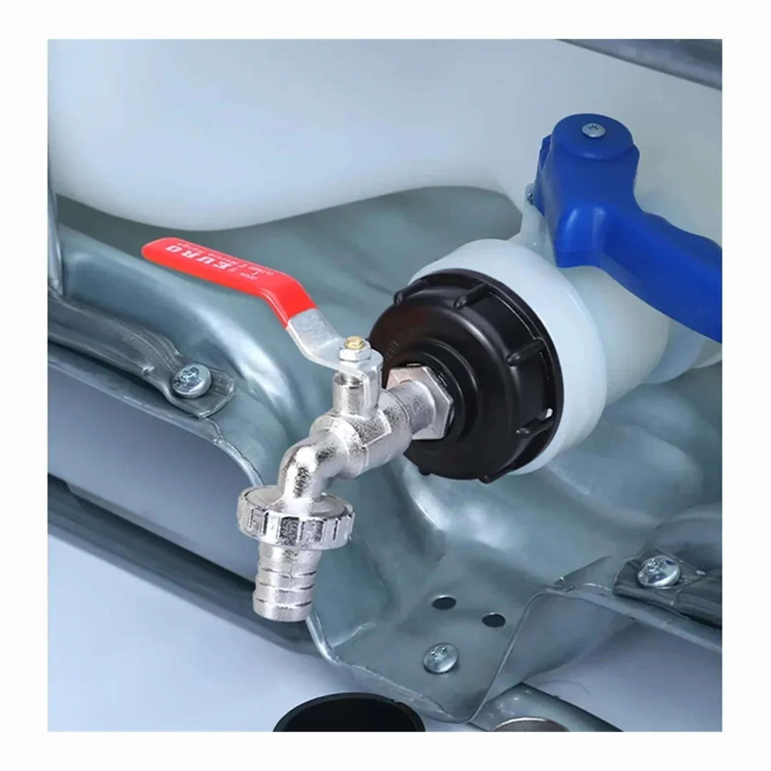 Conector de grifo de tanque IBC de rosca gruesa S60x6 x adaptador de acoplamiento de agua de 1/2'' a 3/4'', 1000 l, 1 unidad,Grifos para depósitos de agua(G3082a 1 2)