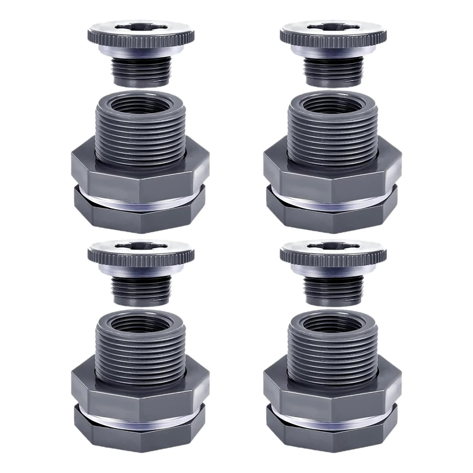 Adaptador de Manguera de Jardín de 4 Piezas, Adaptador de Manguera de Cubo de 3/4 de Pulgada para Piscinas Y Barriles de Lluvia.