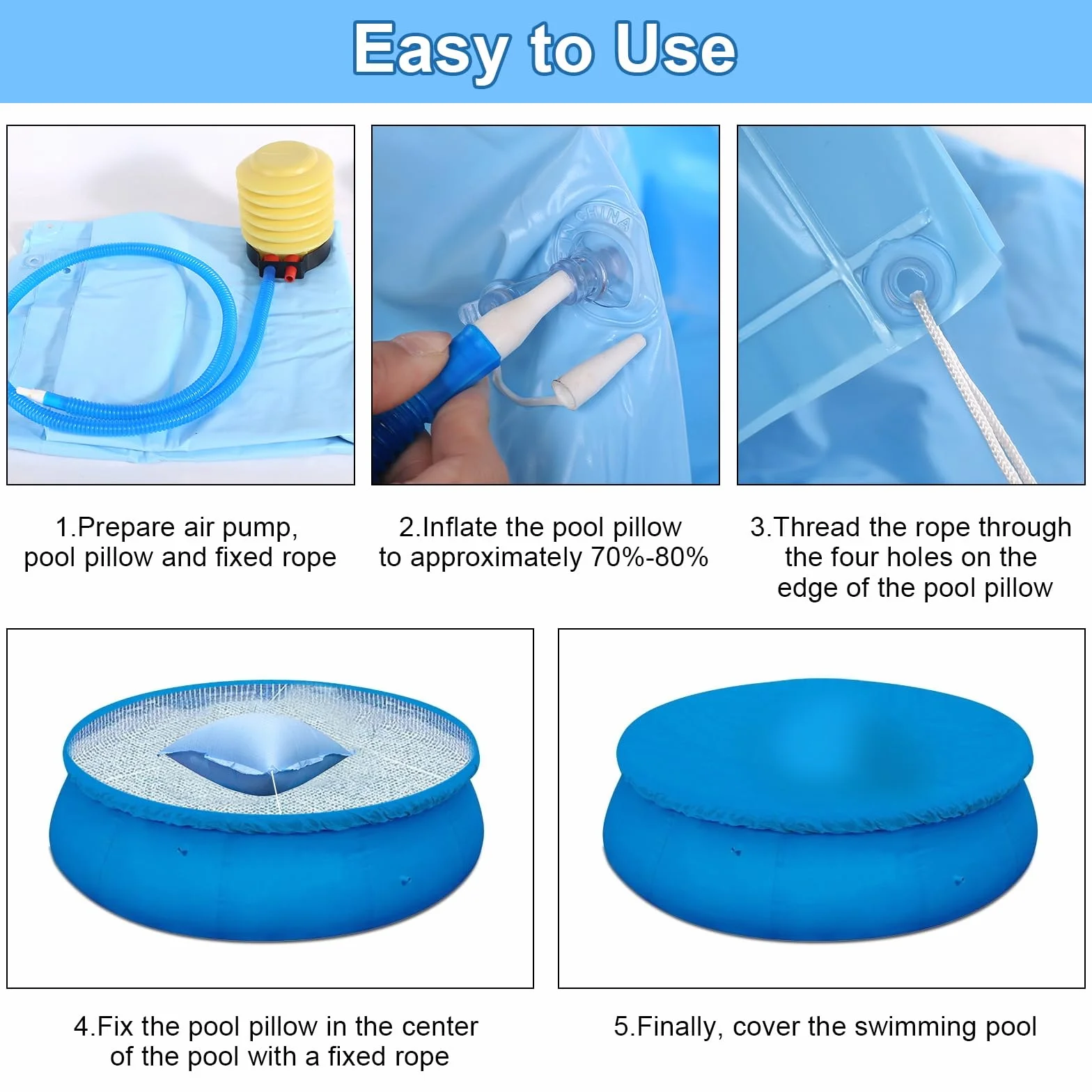 Cojín de piscina de invierno, 120 x 120 cm, cojín de aire para piscina, cojín de aire rectangular, cojín de aire para piscina de invierno, cojín de aire para piscina resistente al invierno