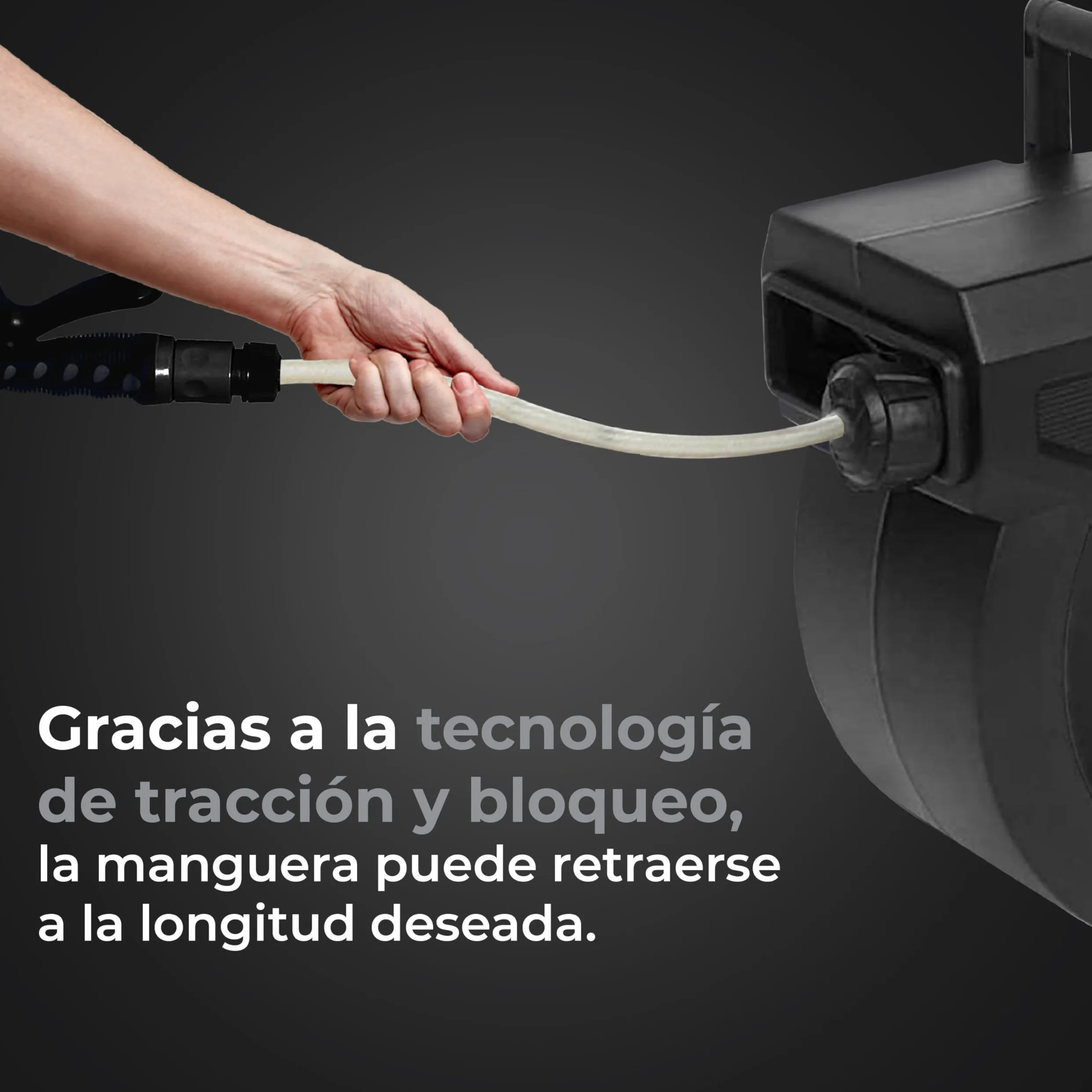 Enrollador de manguera Jardin - 40 Metros - Carrete de Manguera con función de enrollado automático Giratorio 180° - Negro
