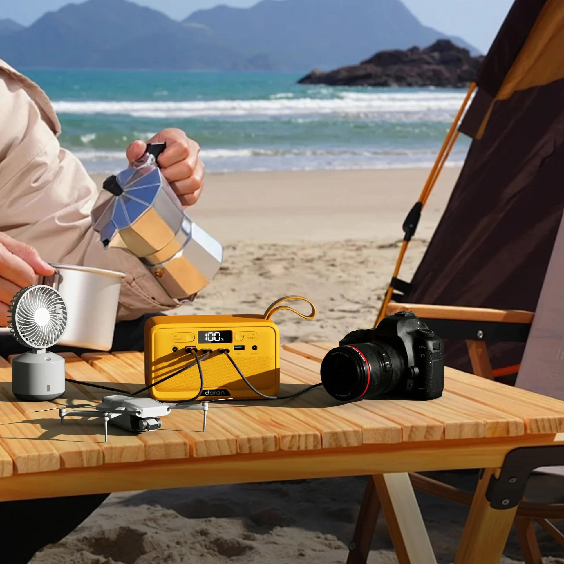 Estación de alimentación portátil, 100 W, 89,6 Wh, 1,15 kg, USB-A 18 W, USB-C 45 W, CA / carga solar de 40 W, para camping, viajes y suministro de energía de emergencia al aire libre