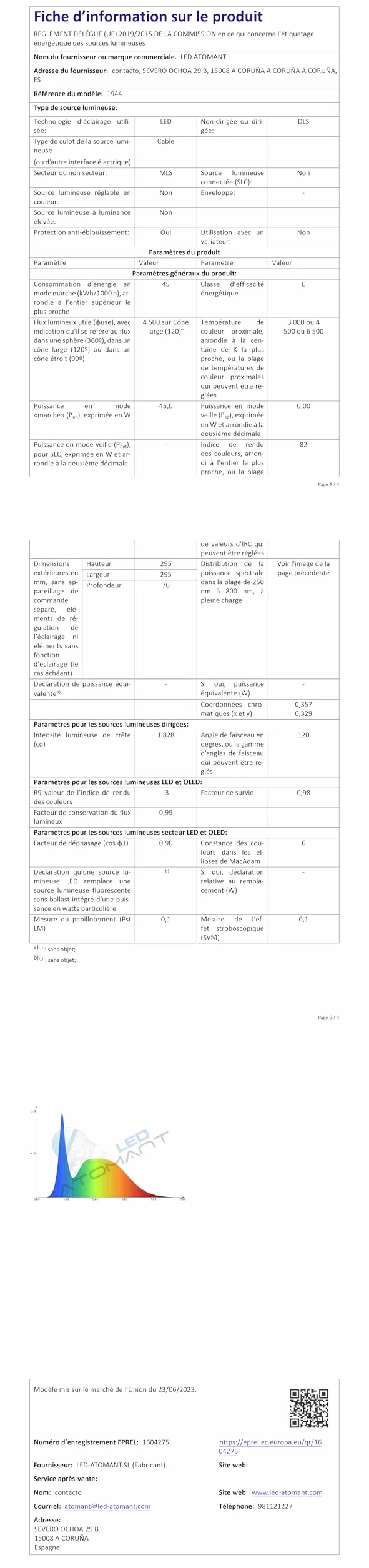 LED ATOMANT Lote de 2 Focos de piscina LED 45W RGB 12V AC, Luz para Piscina Impermeable IP68 Sumergible, Cable 1,5m, Con Mando a distancia por control remoto