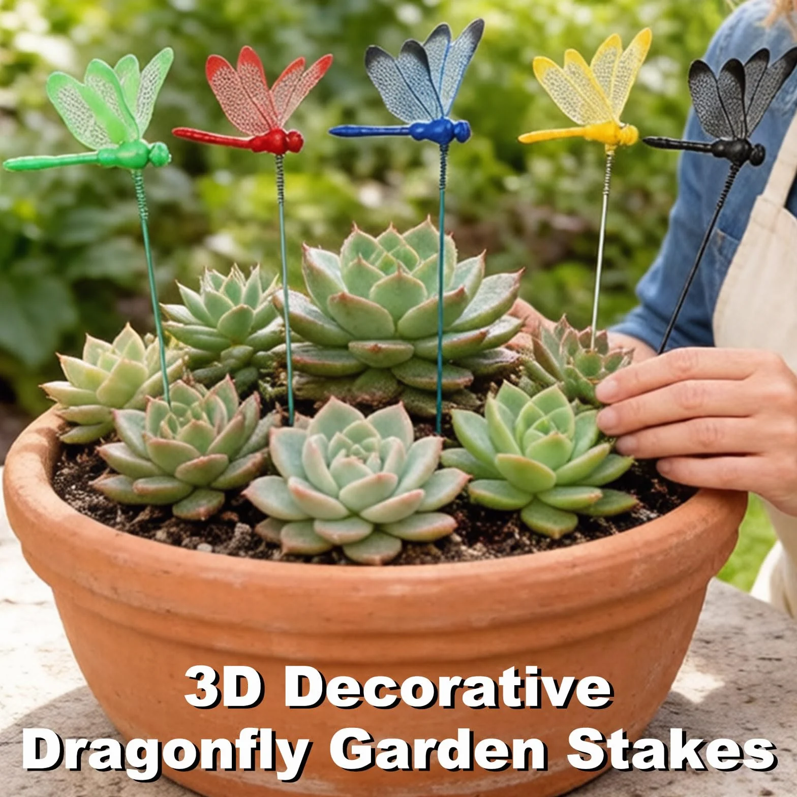 Estacas decorativas 3D de libélula para jardín, decoración de jardín para patio, césped, plantas, macetas, 12 piezas