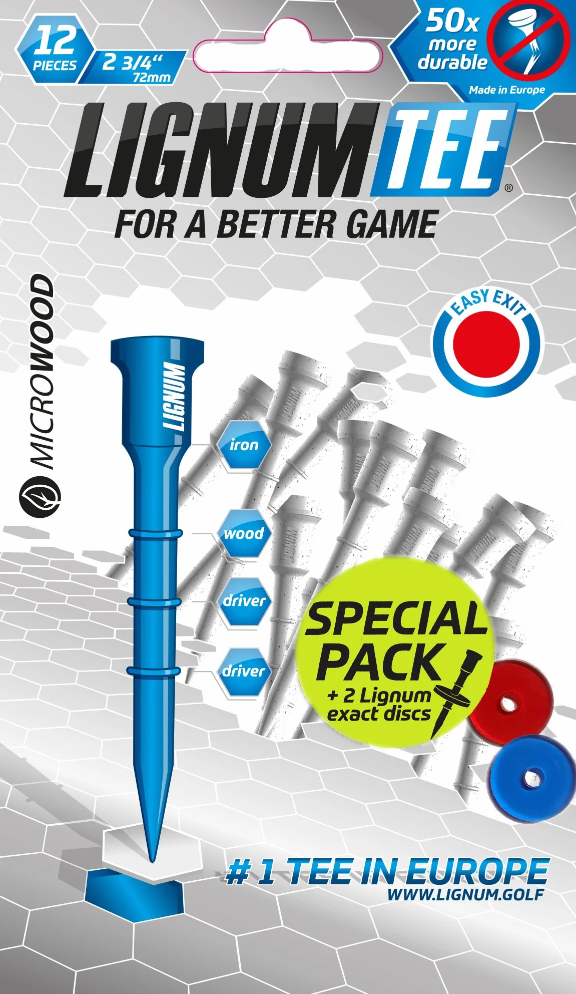 Lignum Boost Golf Tees 12 Pack Blanco 72 mm