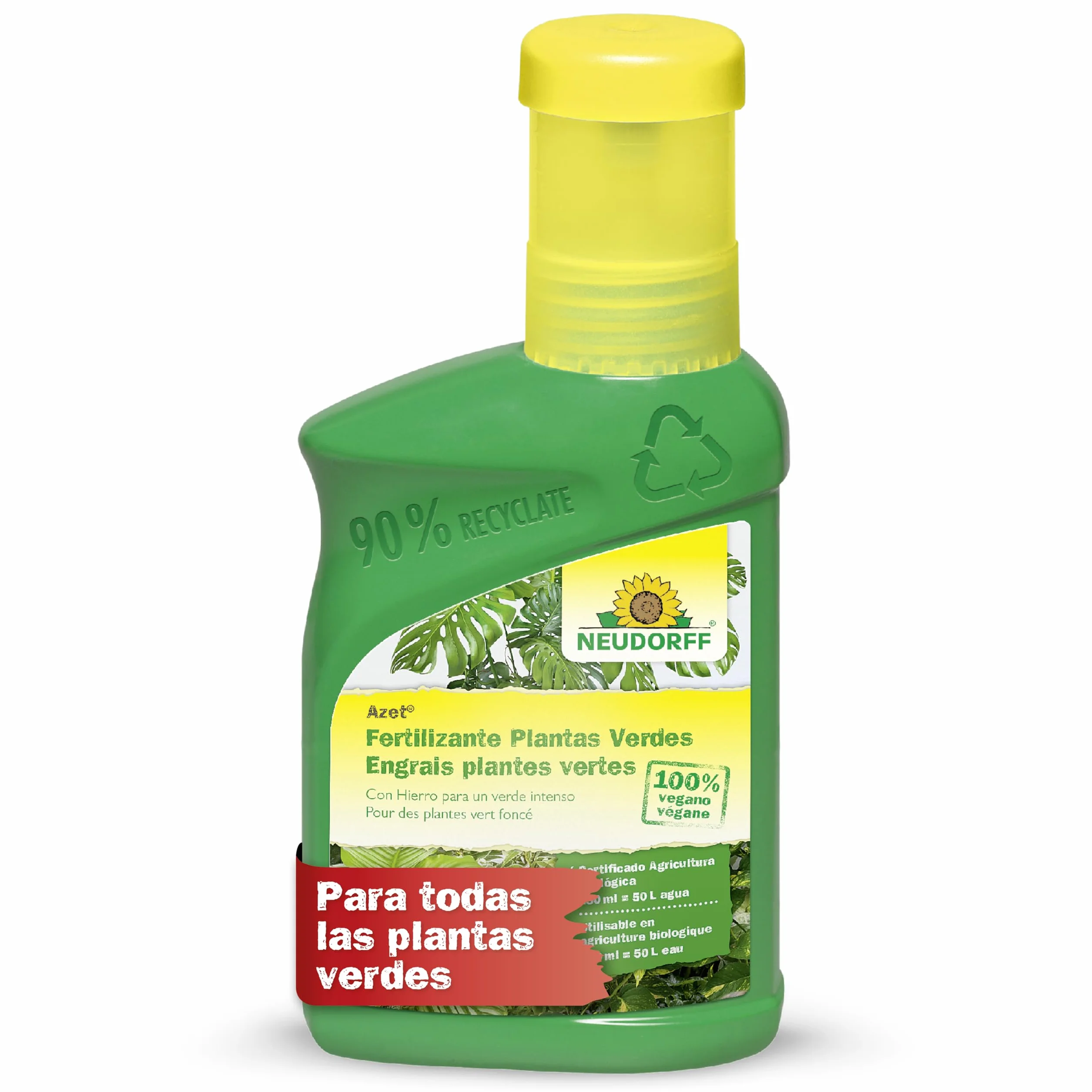 Neudorff Azet Fertilizante Plantas Verdes - Abono orgánico 100% natural para un crecimiento rápido y hojas de color verde intenso para todas las plantas verdes, 250 ml