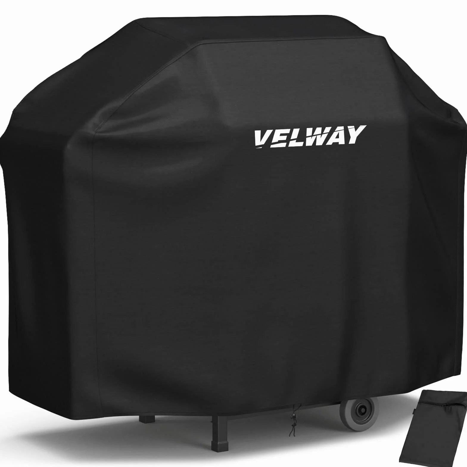 Velway Funda para Barbacoa Impermeable, 147x61x117cm Cubierta BBQ de Parrilla 210D Oxford Protector, Anti-Viento/Anti-Polvo/Anti-Humedad, Resistente al Desgarro/Agua/Lluvia/Nieve/Sol, Negro