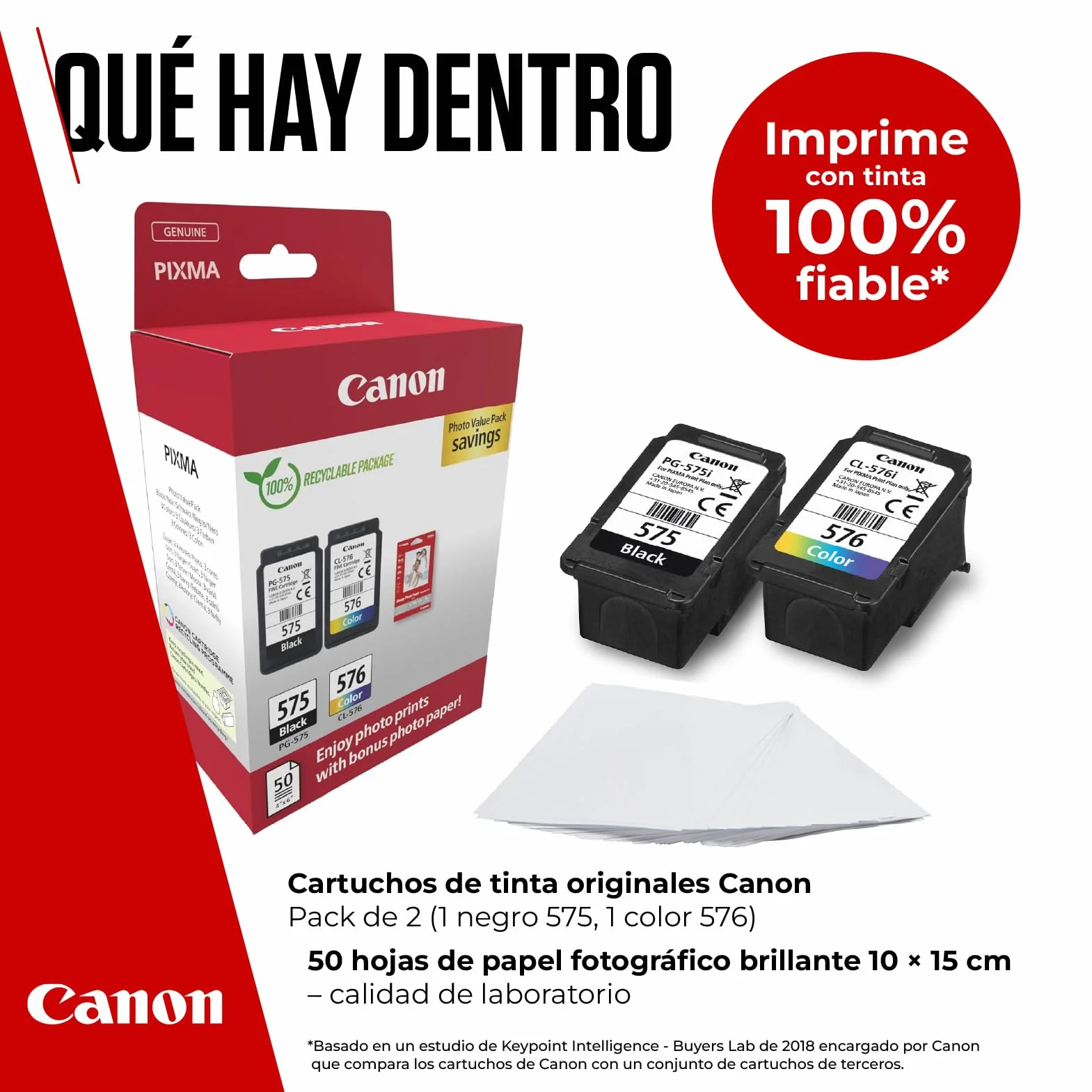 Canon PG-575 CL-576 Cartuchos de Tinta Original Negro y Multicolor Compatible con PIXMA