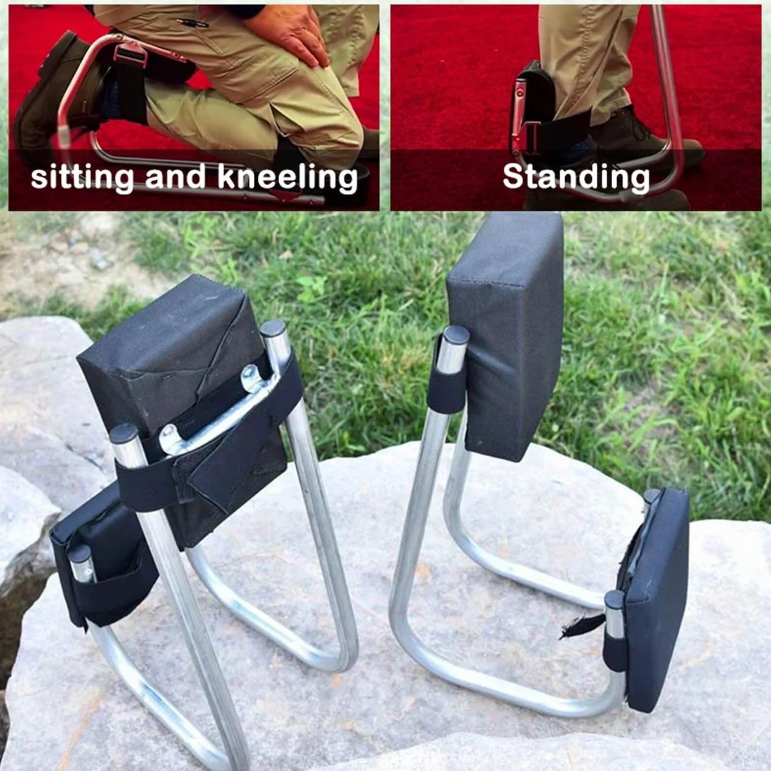Asiento for rodillas de jardinería, almohadilla for arrodillarse engrosada, protección for las rodillas, soporte for el tobillo, asiento for arrodillarse for jardín de acero inoxidable, cojín for repo