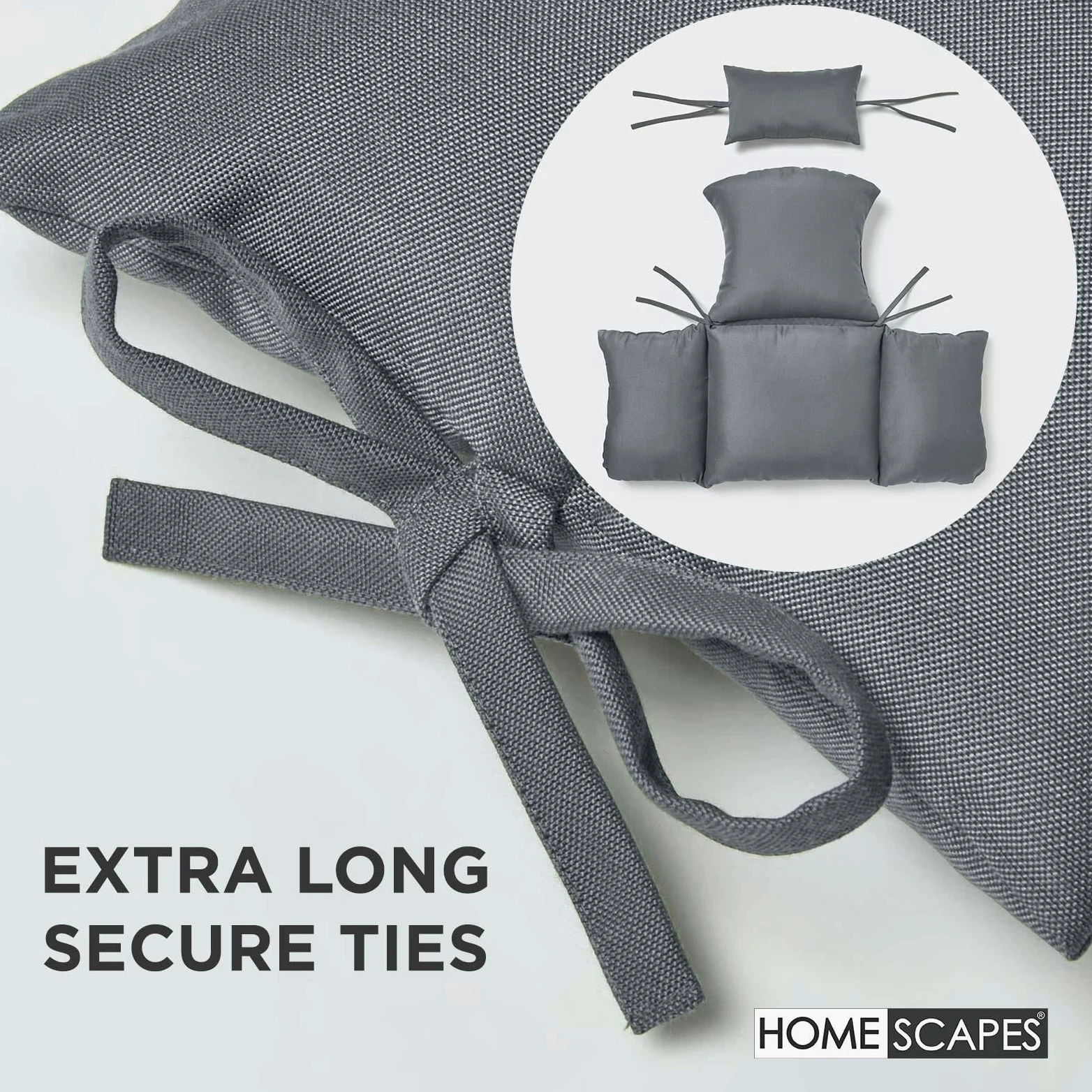 HOMESCAPES Cojín para silla de columpio impermeable con reposacabezas y lazos extraíbles