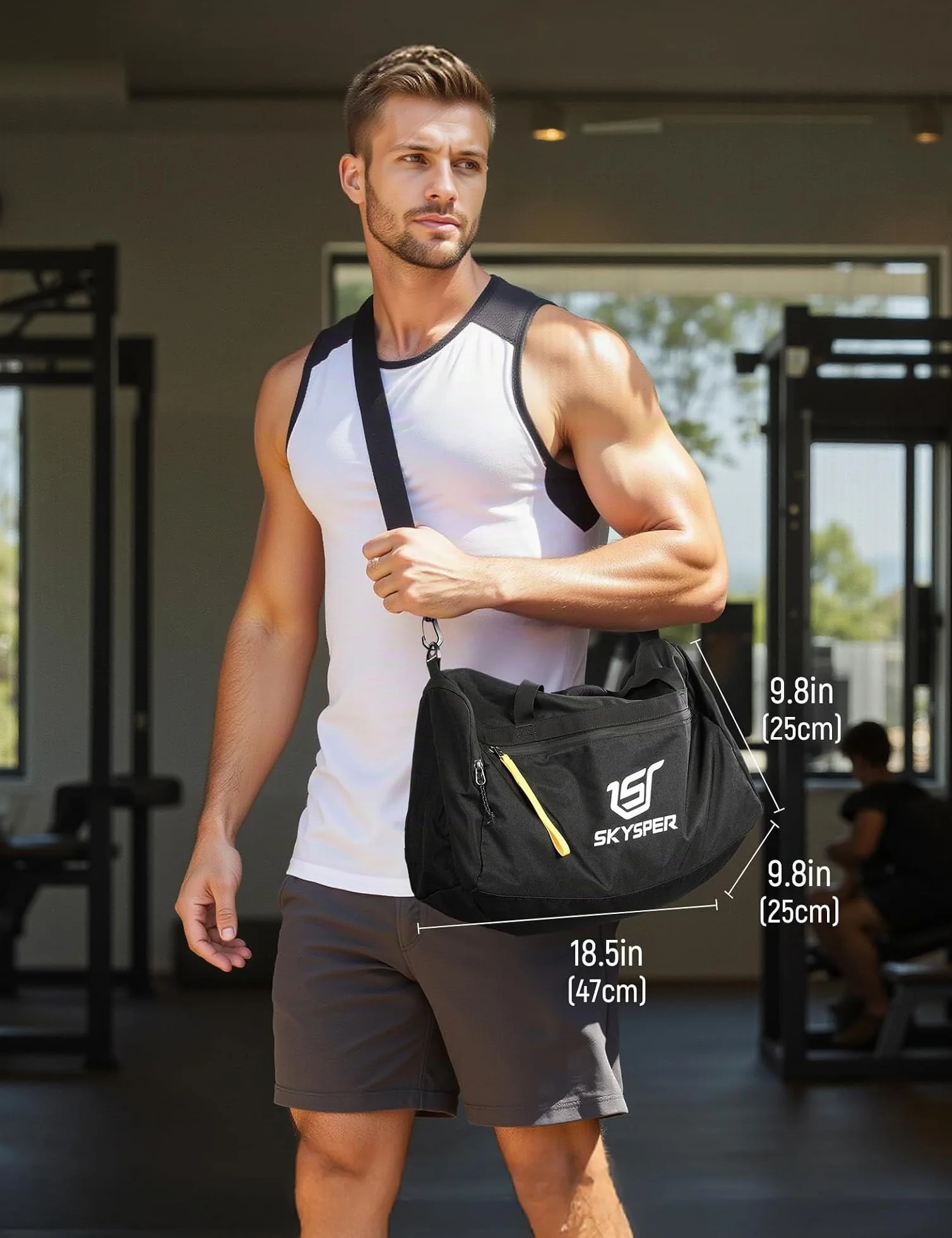 SKYSPER Bolsa Deporte 30L, Bolsa Gimnasio Separación Seca Húmeda Viaje Hombre Mujer