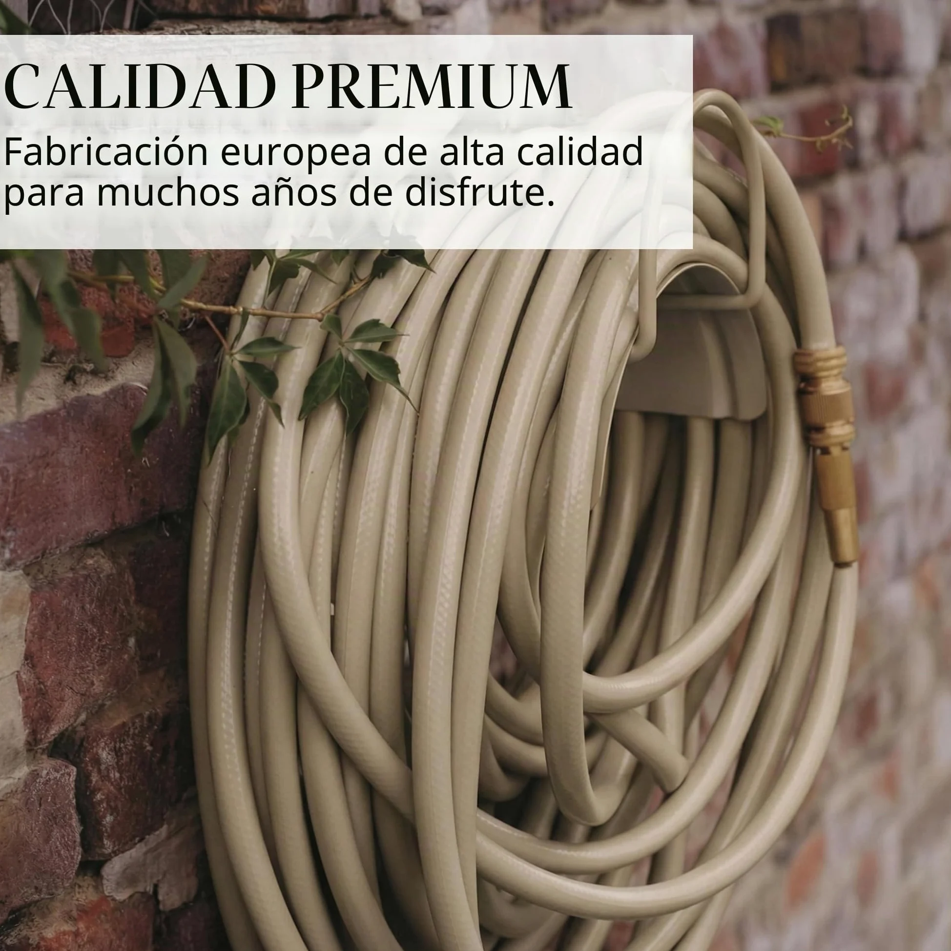 LIVLIG Manguera Jardin 10m – Manguera de Riego Flexible, 60% Reciclado, Resistente UV, Antitorcion, 1/2 Pulgada, Beige