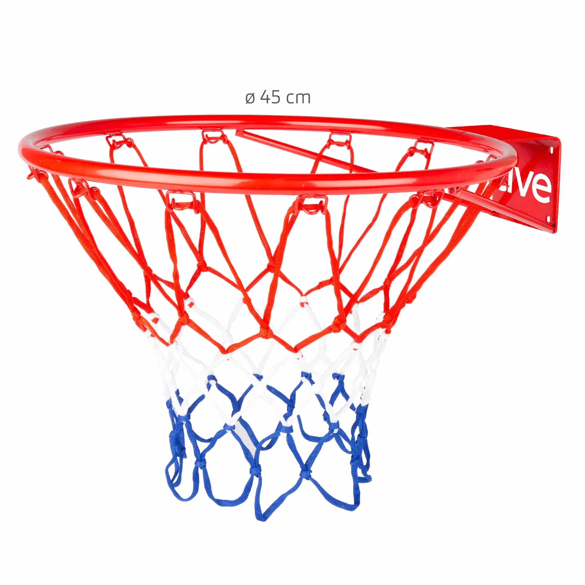 AKTIVE Canasta de Baloncesto Pared 45 cm Red poliéster Aro metálico 4 Tornillos