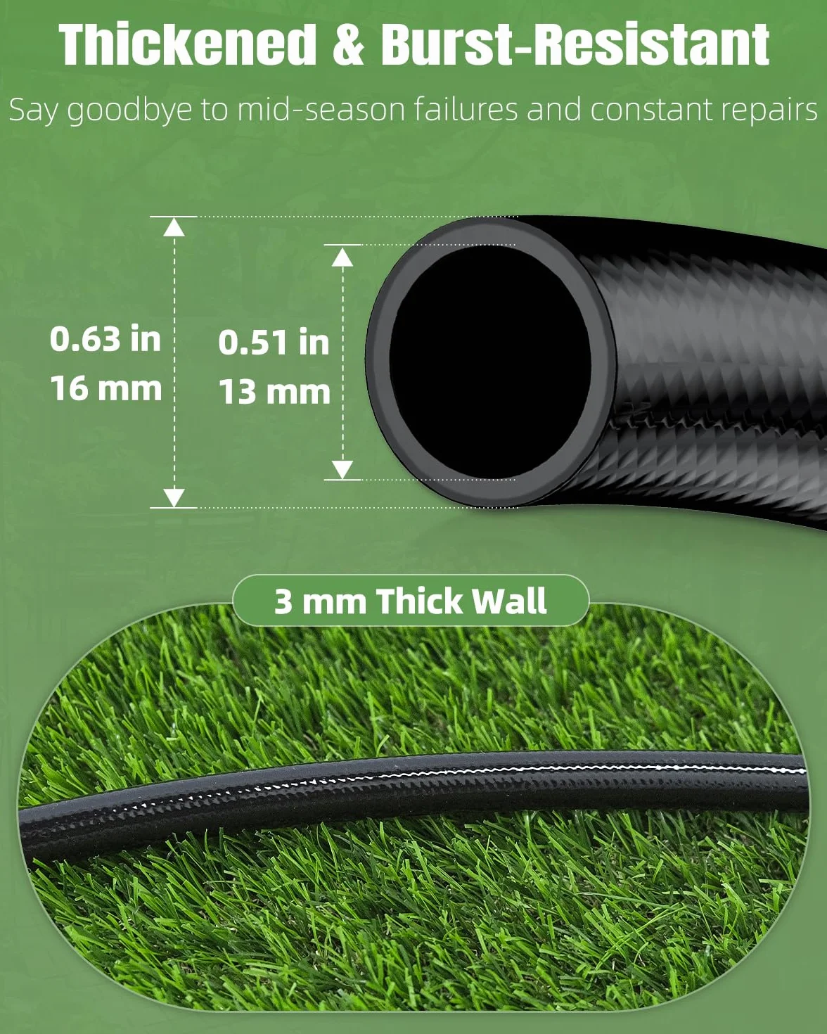 Pawfly Manguera de riego por goteo, 15 m, 12,7 mm, de PVC, flexible, con 5 conectores de púa para sistemas de riego de jardín