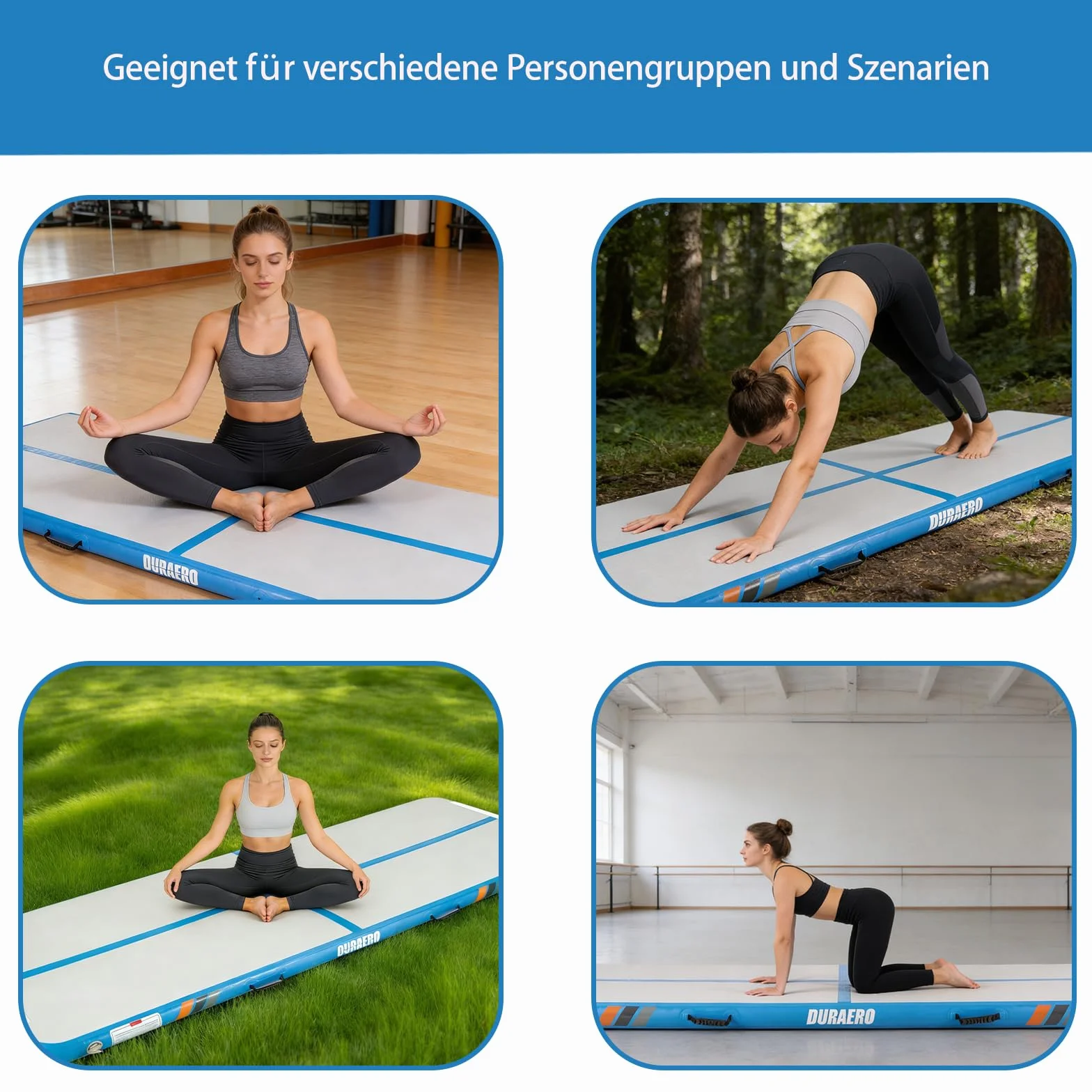 Esterilla de gimnasia inflable rectangular 3m 4m 10cm grosor con bomba para acrobacias yoga entrenamiento