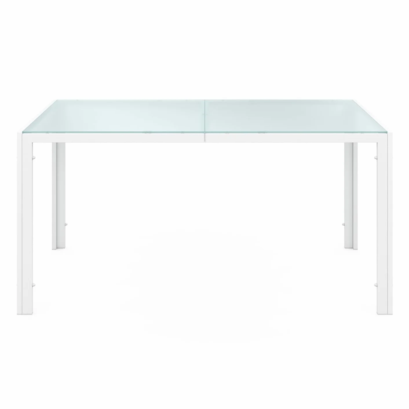 IDMarket – Salón de jardín Madrid Mesa 150 CM y 6 sillas apilables blanco y beige