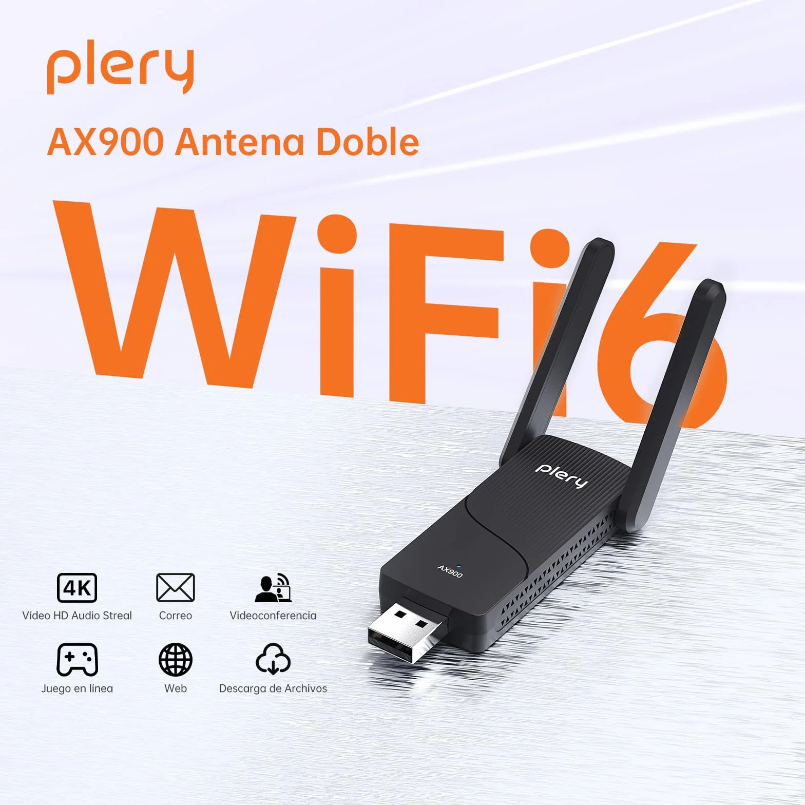 Adaptador WiFi 6 AX900 Bluetooth 5.4 USB Doble Banda 5 GHz/2,4 GHz para PC