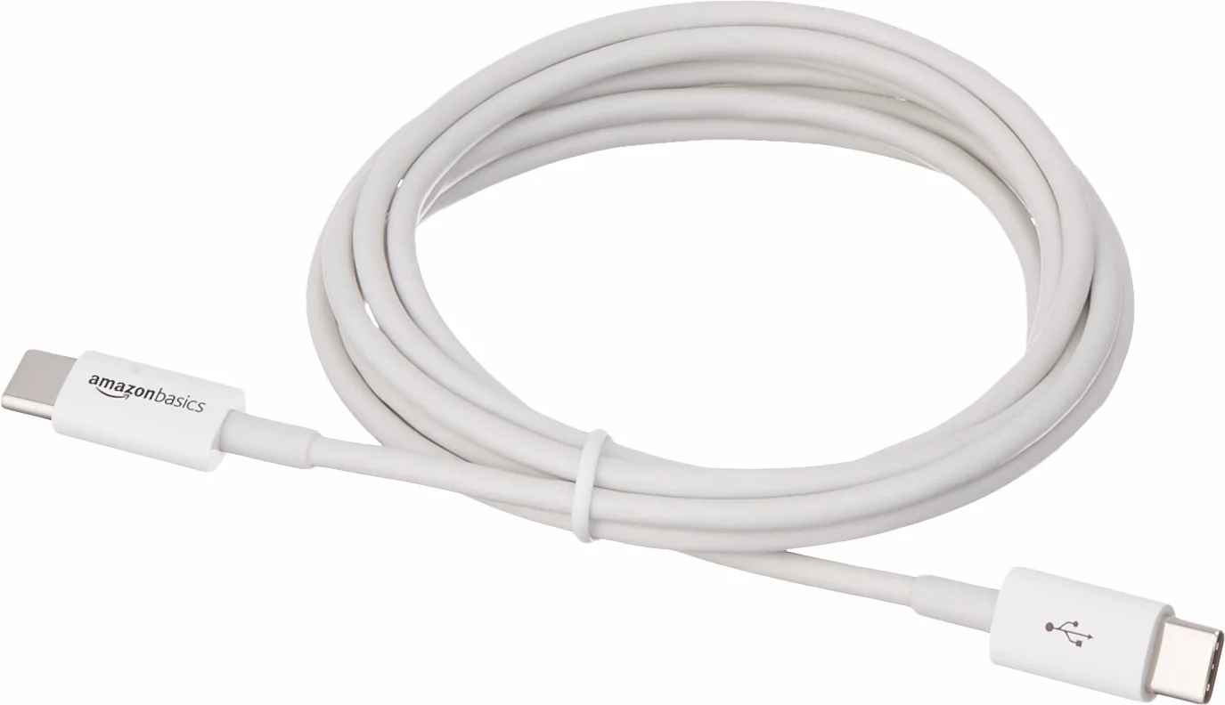 Amazon Basics Cable USB-C a USB-C 480 Mbps certificado USB-IF 1.8 m blanco