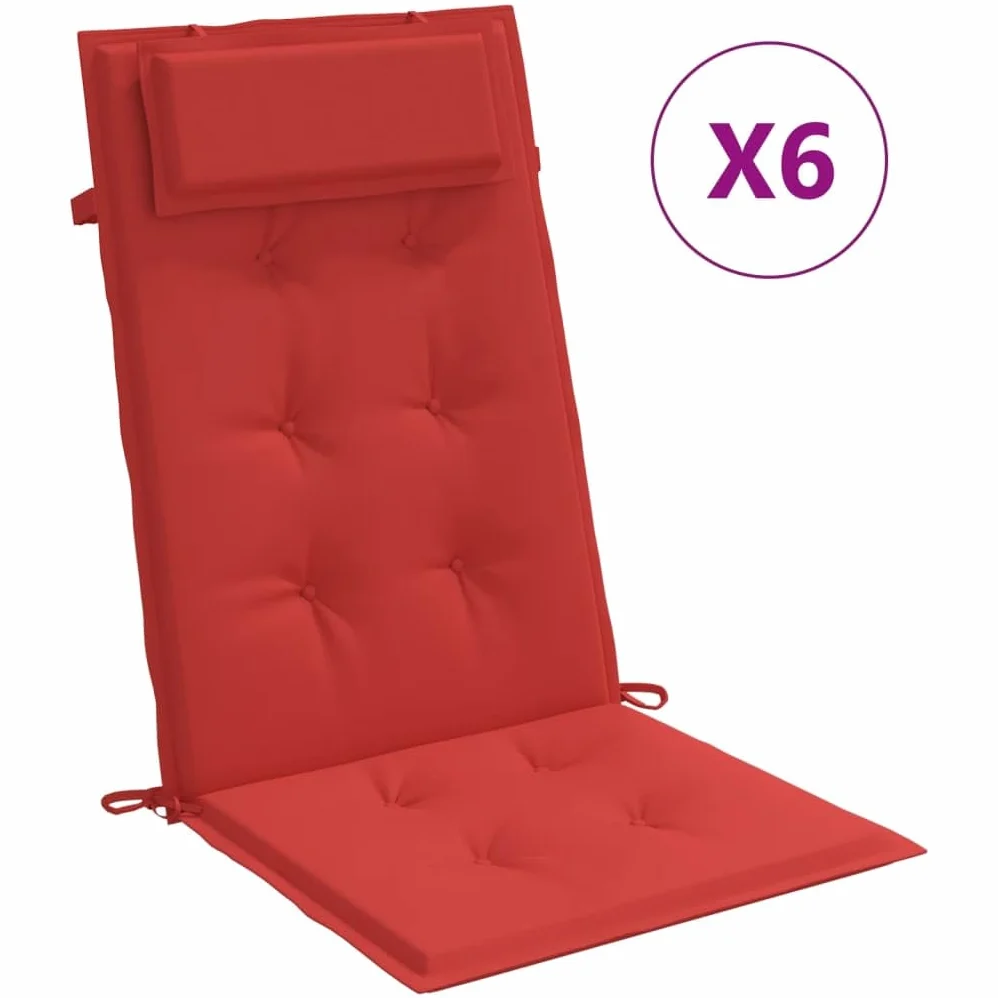 Homgoday Cojines Silla Exterior Rojos 120x50 cm - Oxford Impermeable, Fibra Espuma, Alta Resistencia, 6 Unidades